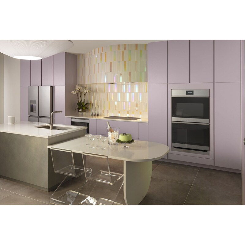 Cafe Minimal Series 30 in. 10 cu. ft. Smart Top Control Electric Double Wall Oven with True European Convection - Platinum Glass, Platinum Glass, hires