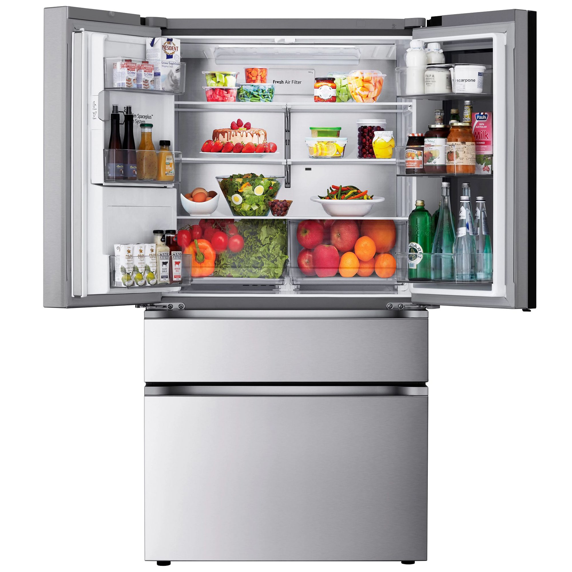LG 36 in. 28.6 cu. ft. Smart 4-Door French Door Refrigerator with MyColor InstaView, Ice & Water Dispenser - PrintProof Stainless Steel, , hires