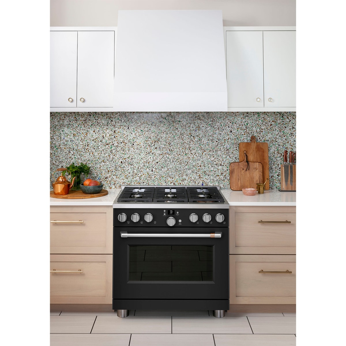 Cafe Commercial-Style 36 in. 6.2 cu. ft. Smart Air Fry Standard Convection Gas Range with 6 Sealed Burners - Matte Black, Matte Black, hires