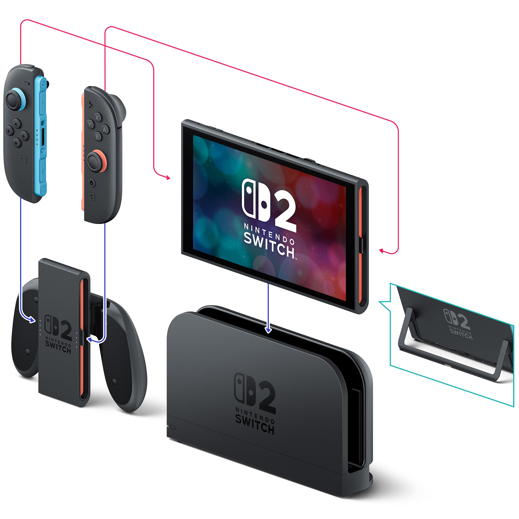 Nintendo Switch 2 with Light Blue and Red Joy Con, , hires