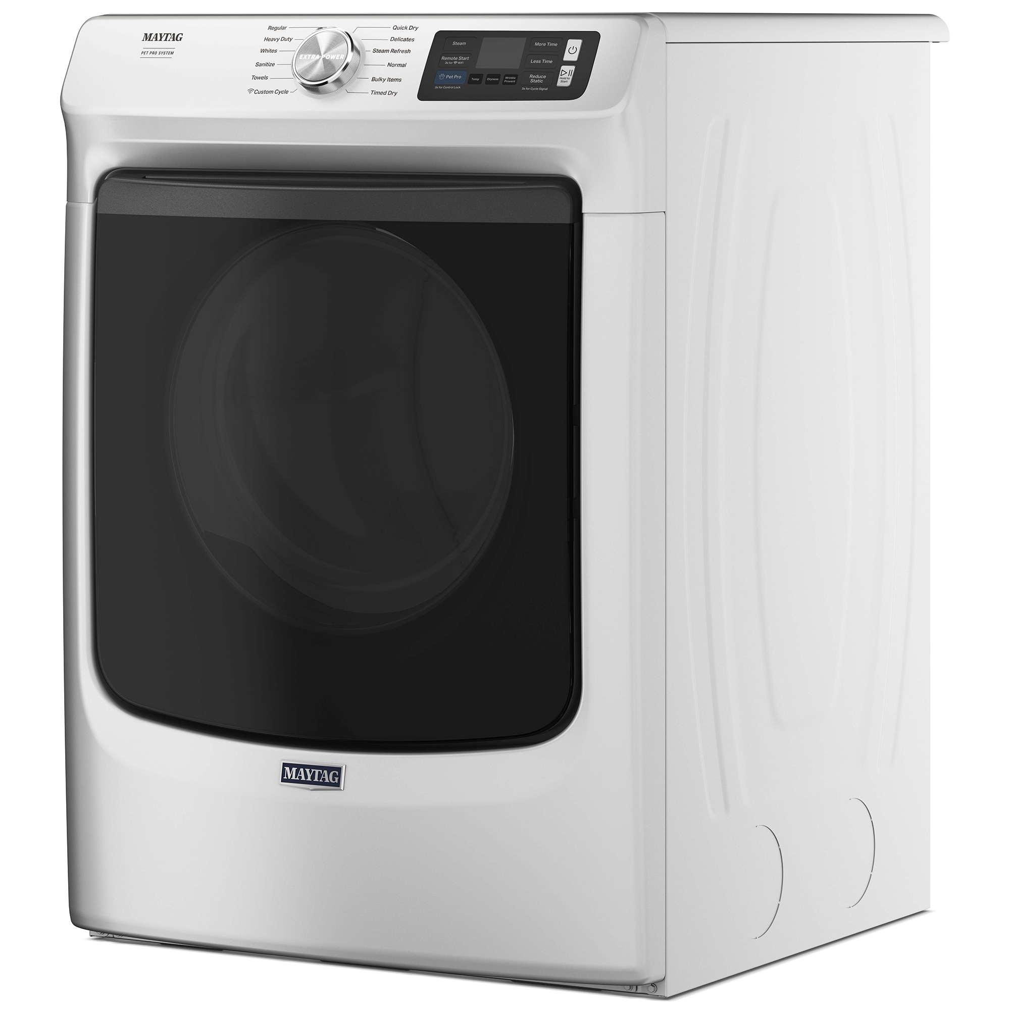 Maytag Pet Pro 27 in. 7.4 cu. ft. Smart Stackable Electric Dryer with Sensor Dry, Sanitize & Steam Cycle - White, White, hires