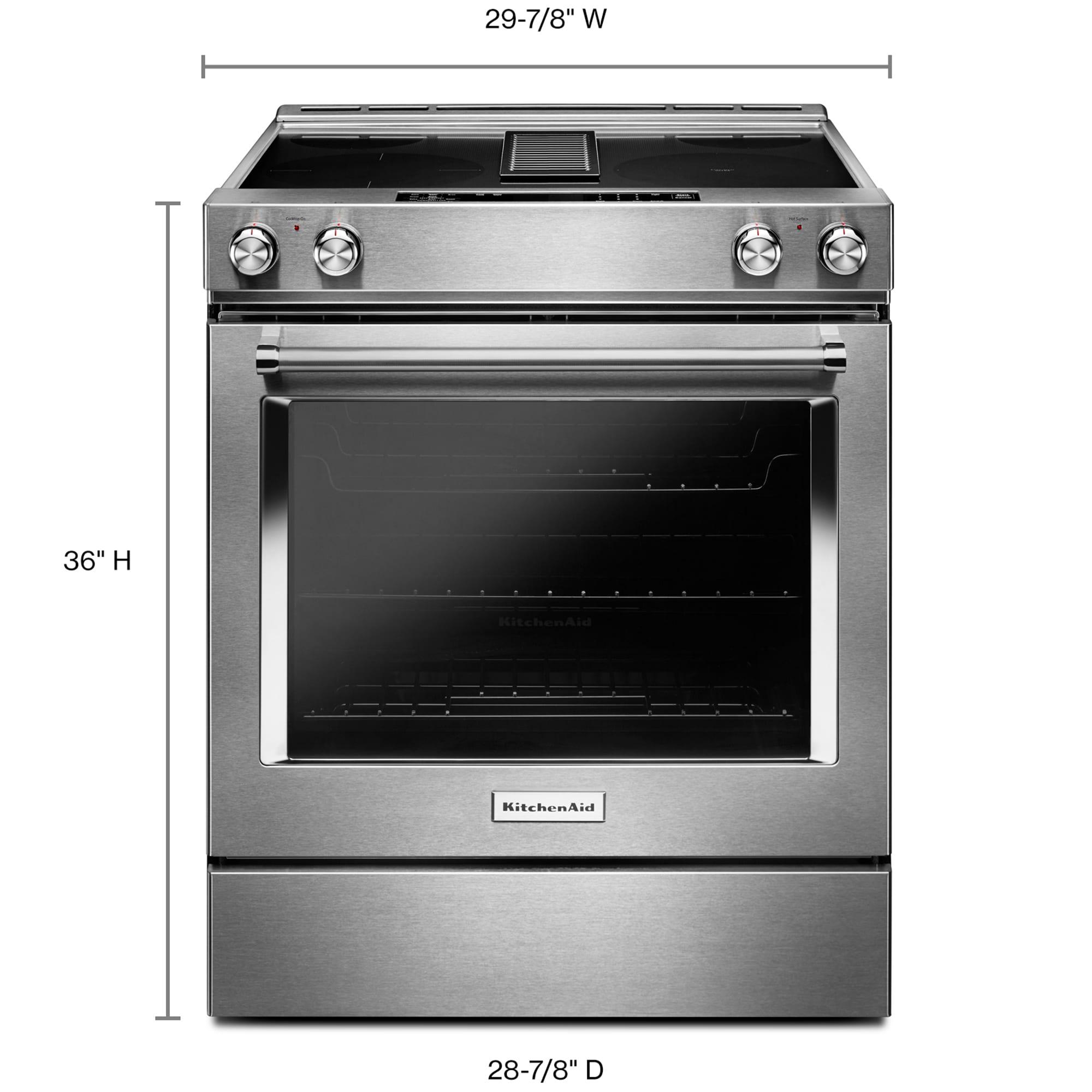 KitchenAid 30 in. 6.4 cu. ft. True European Convection Slide-In Electric Range with Radiant Burners - Stainless Steel, , hires