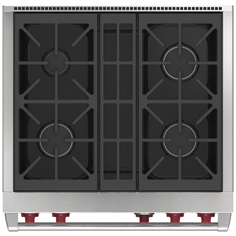 Wolf 30 in. 5.1 cu. ft. Smart Dual Convection Dual Fuel Range with 4 Sealed Burners - Stainless Steel, , hires