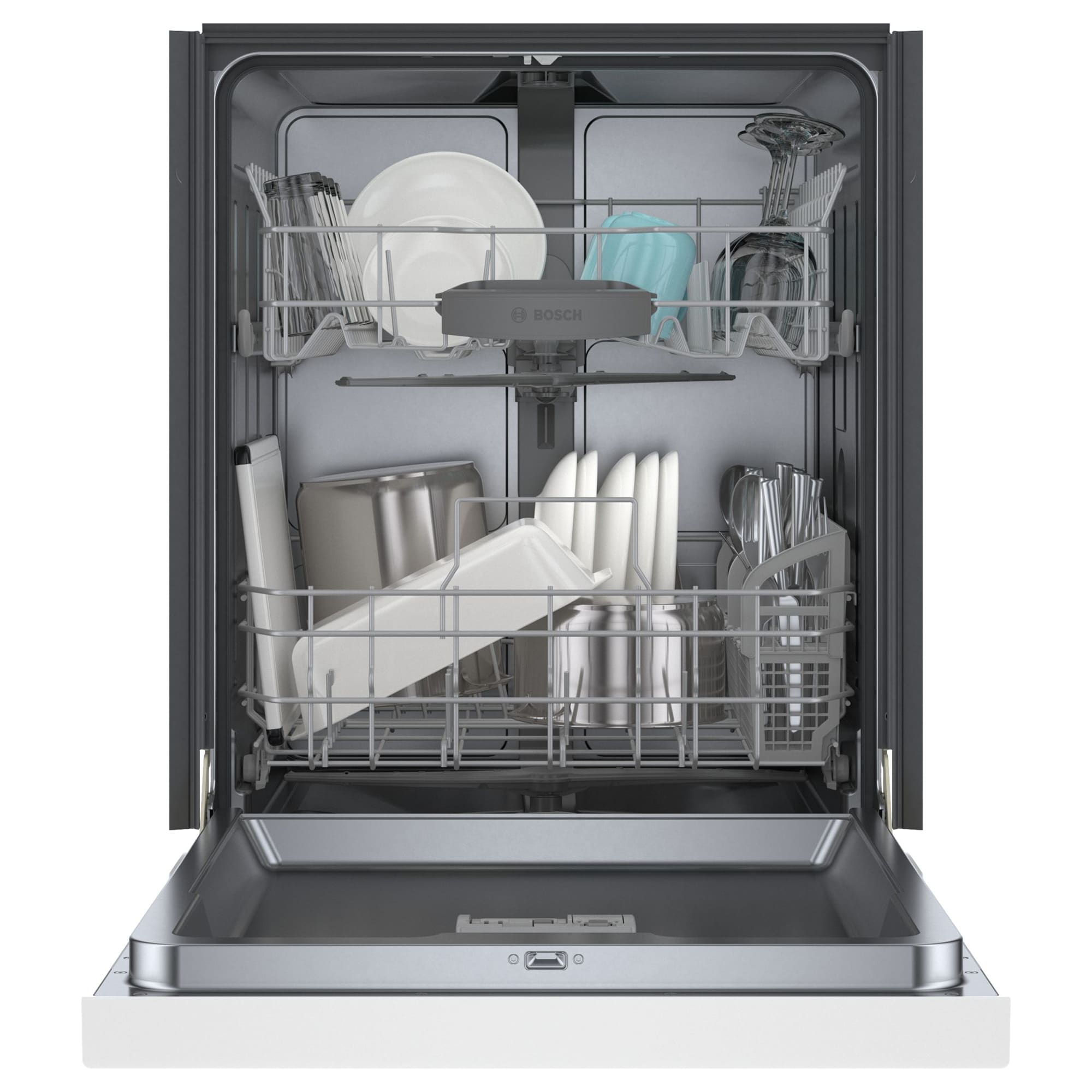 Bosch 100 Series 24 in. Front Control Smart Dishwasher with 48 dBa Sound Level & PureDry - White, , hires
