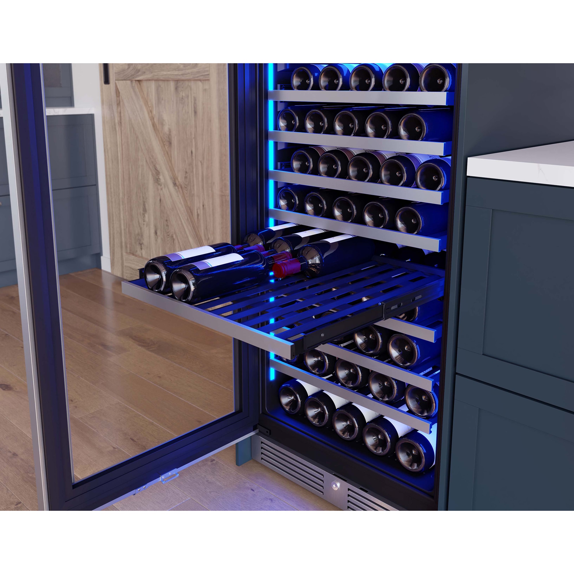 Zephyr Presrv Series 24 in. Wine Cooler with Wood Racks, Single Temperature Zone & 142 Bottle Capacity - Stainless Steel, , hires
