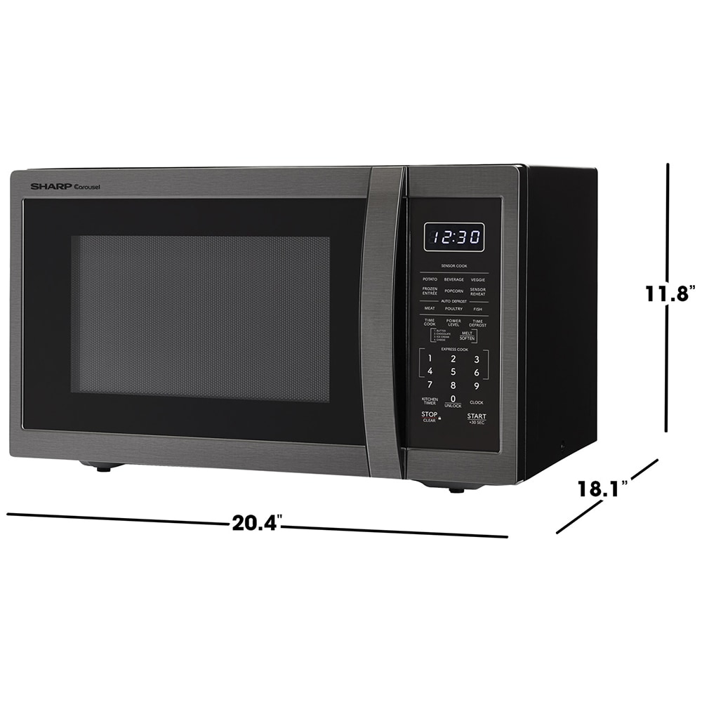 Sharp 20 in. 1.4 cu. ft. 1100W Countertop Microwave with Sensor Cooking - Black Stainless Steel, , hires