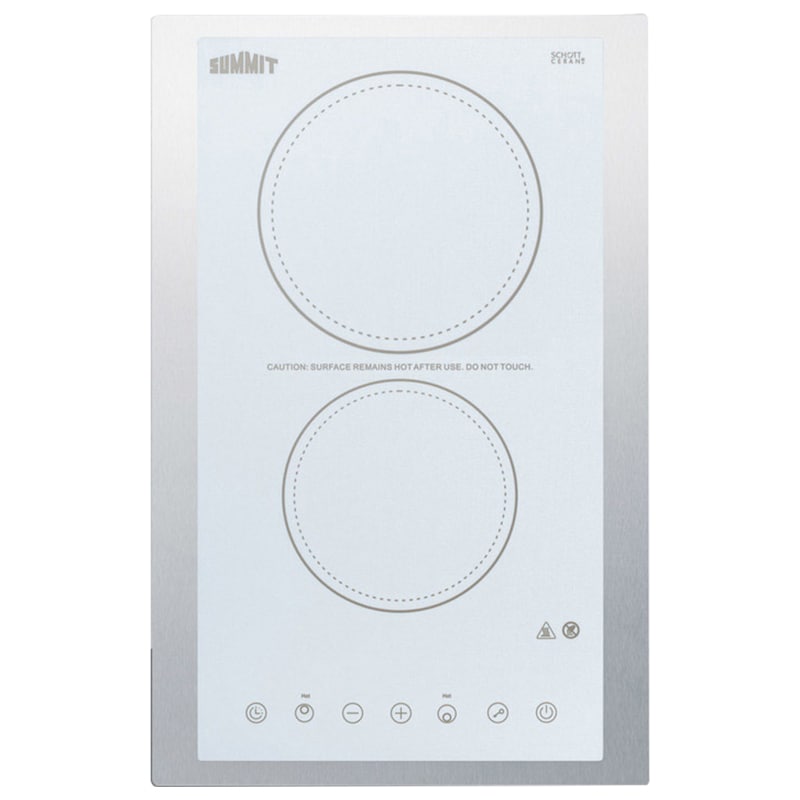 Summit 15 in. 2-Burner Electric Cooktop with Simmer Burner - White, , hires