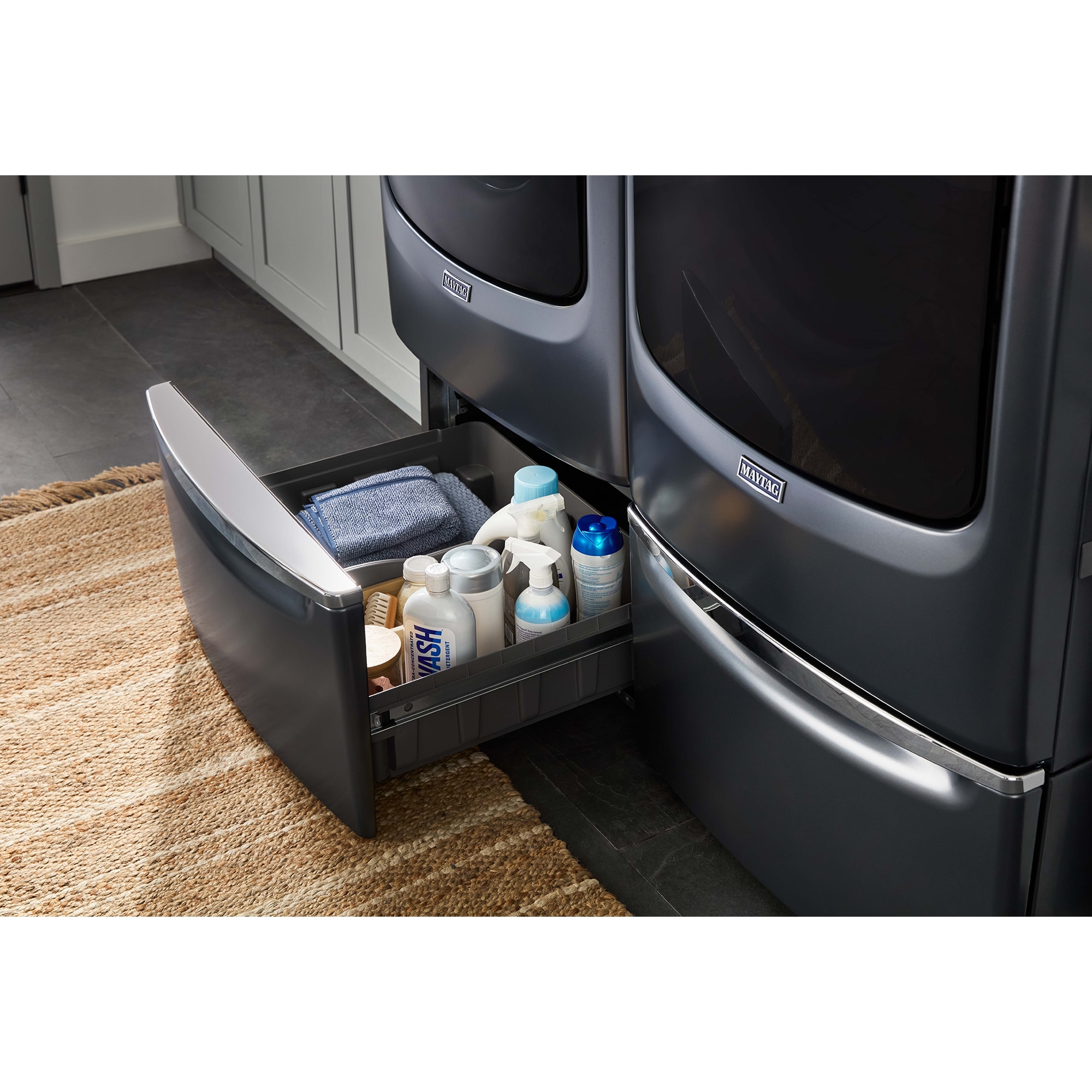 Maytag Pet Pro 27 in. 7.4 cu. ft. Smart Stackable Electric Dryer with Sensor Dry, Sanitize & Steam Cycle - Midnight Steel, Midnight Steel, hires