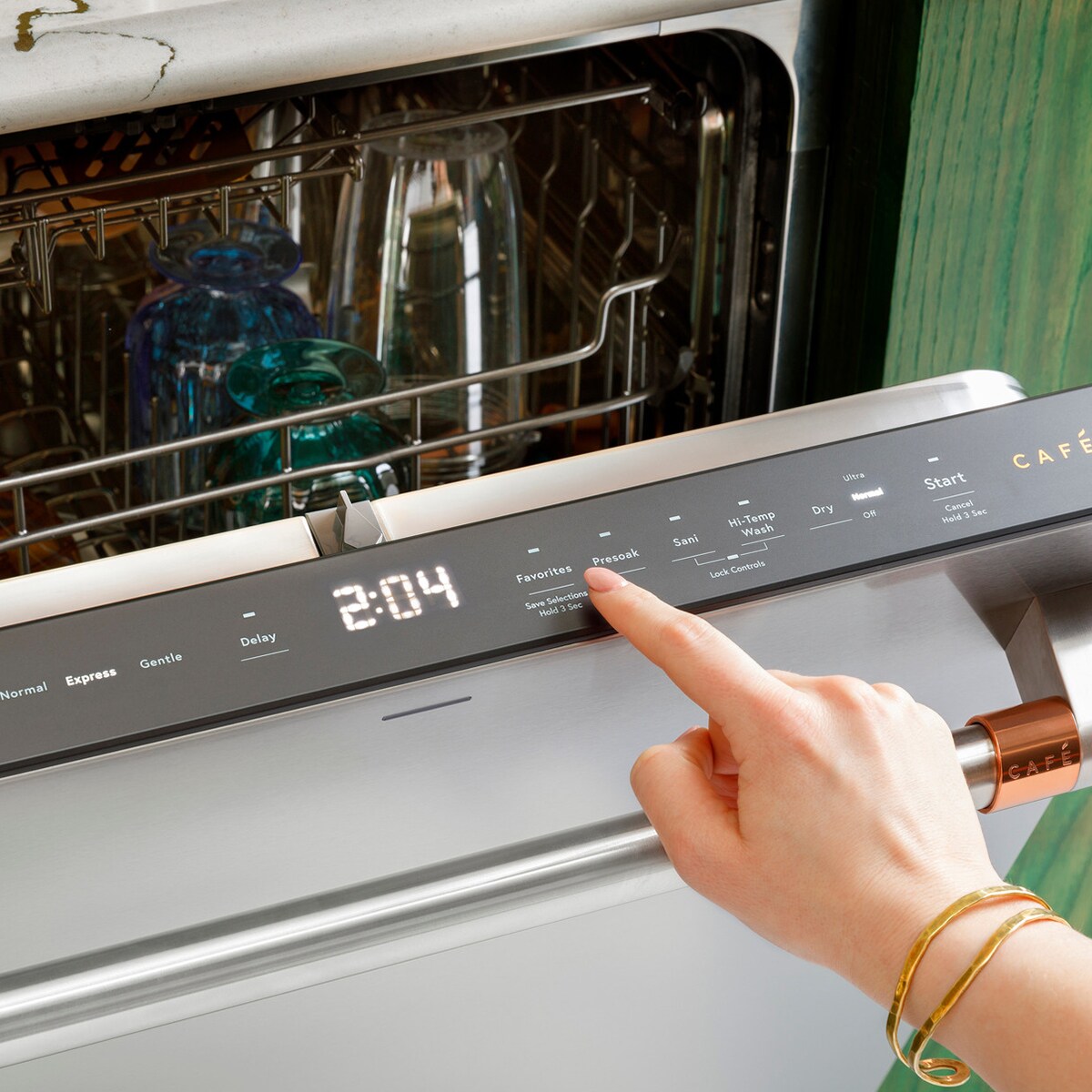 Cafe 24 in. Top Control Flush-Mount Smart Dishwasher with 39 dBa Sound Level, 3rd-Rack & Dual Convection Ultra Dry - Stainless Steel, , hires