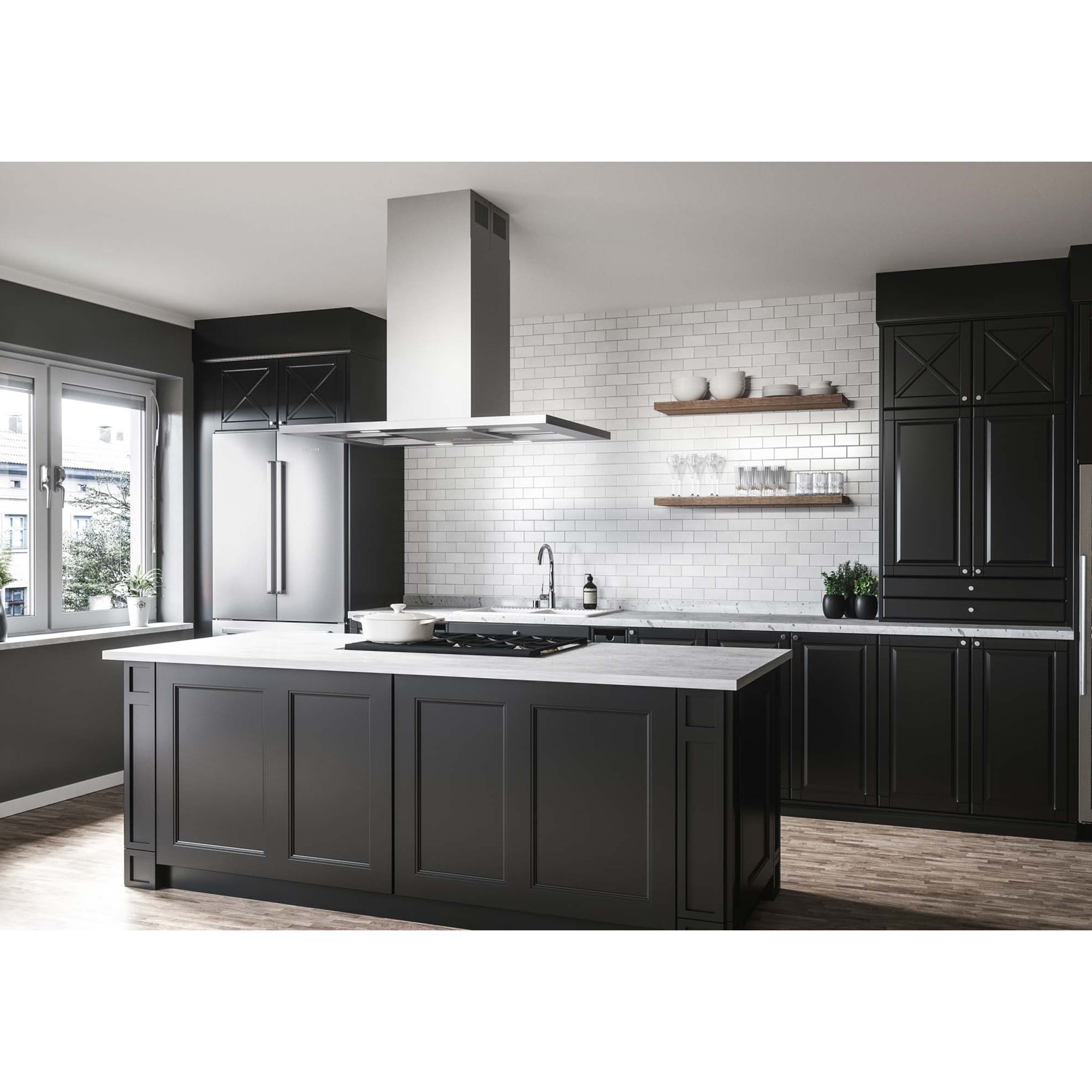 Zephyr 36 in. Convertible Chimney Style Range Hood with 600 CFM, 5 Fan Speeds & 4 LED Lights - Stainless Steel, , hires