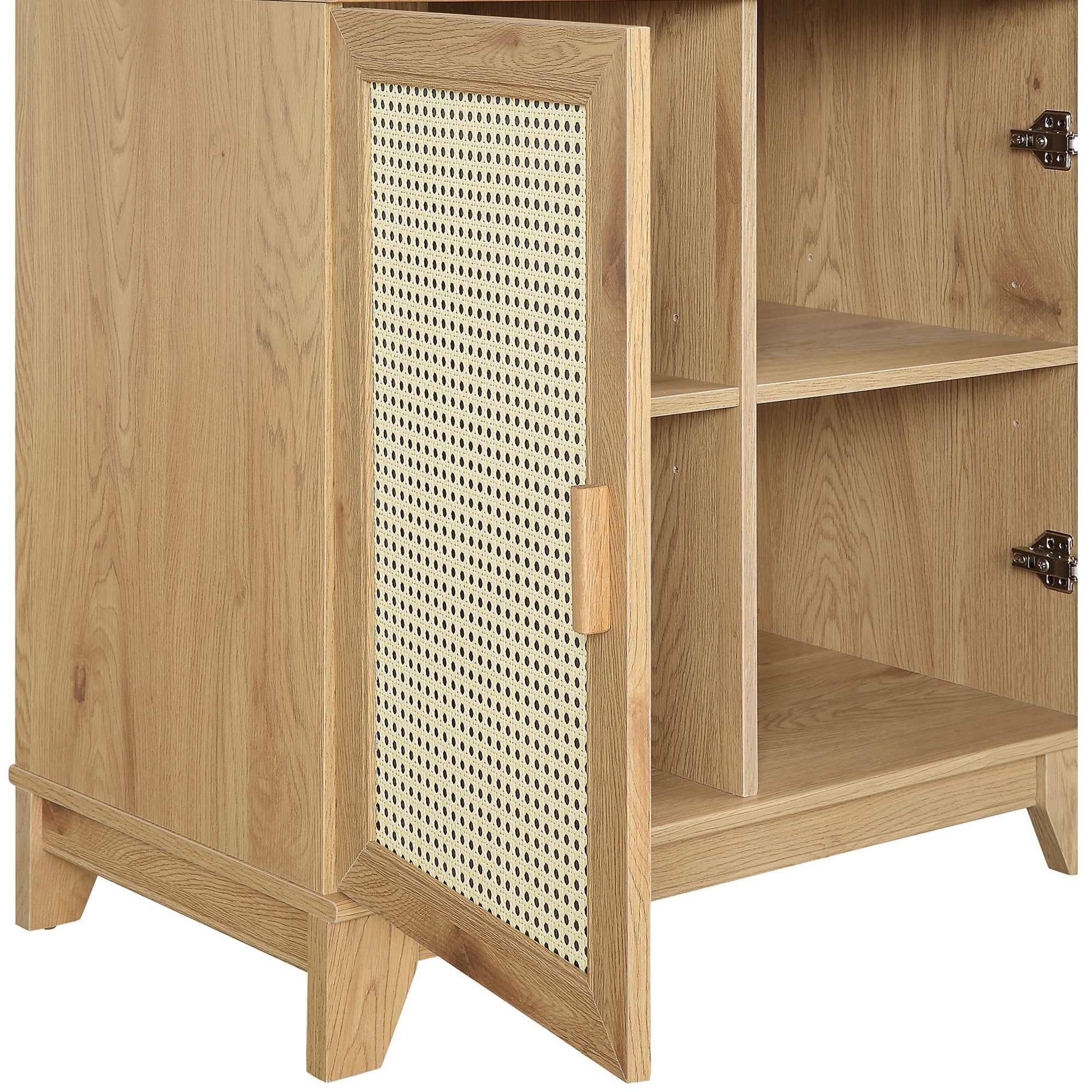 Manhattan Comfort Sheridan Modern Cane Bookcase with Adjustable Shelves - Nature, , hires