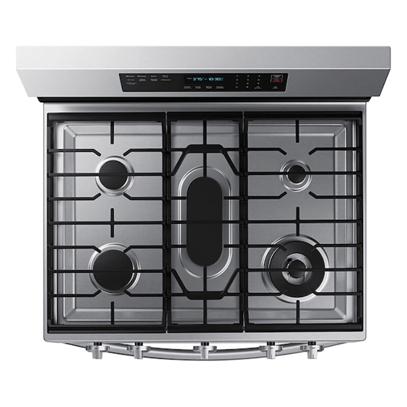 Samsung 30 in. 6 cu. ft. Smart Air Fry True European Convection Gas Range with 5 Sealed Burners & Griddle - Stainless Steel, Stainless Steel, hires