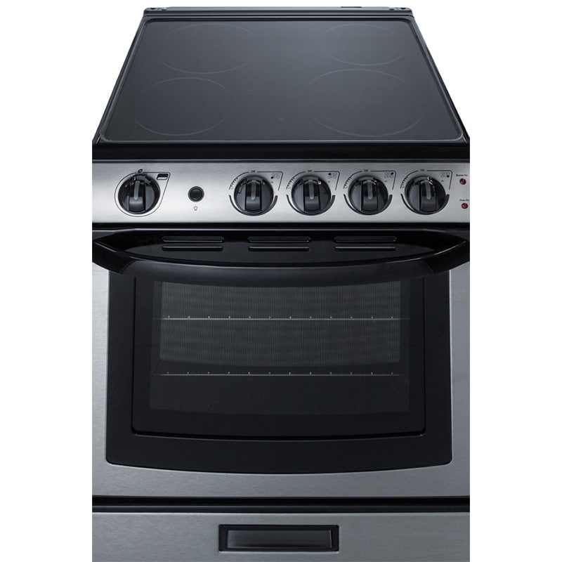 Summit White Pearl Series 24 in. 2.9 cu. ft. Slide-In Electric Range with Smoothtop Burners - Stainless Steel, , hires