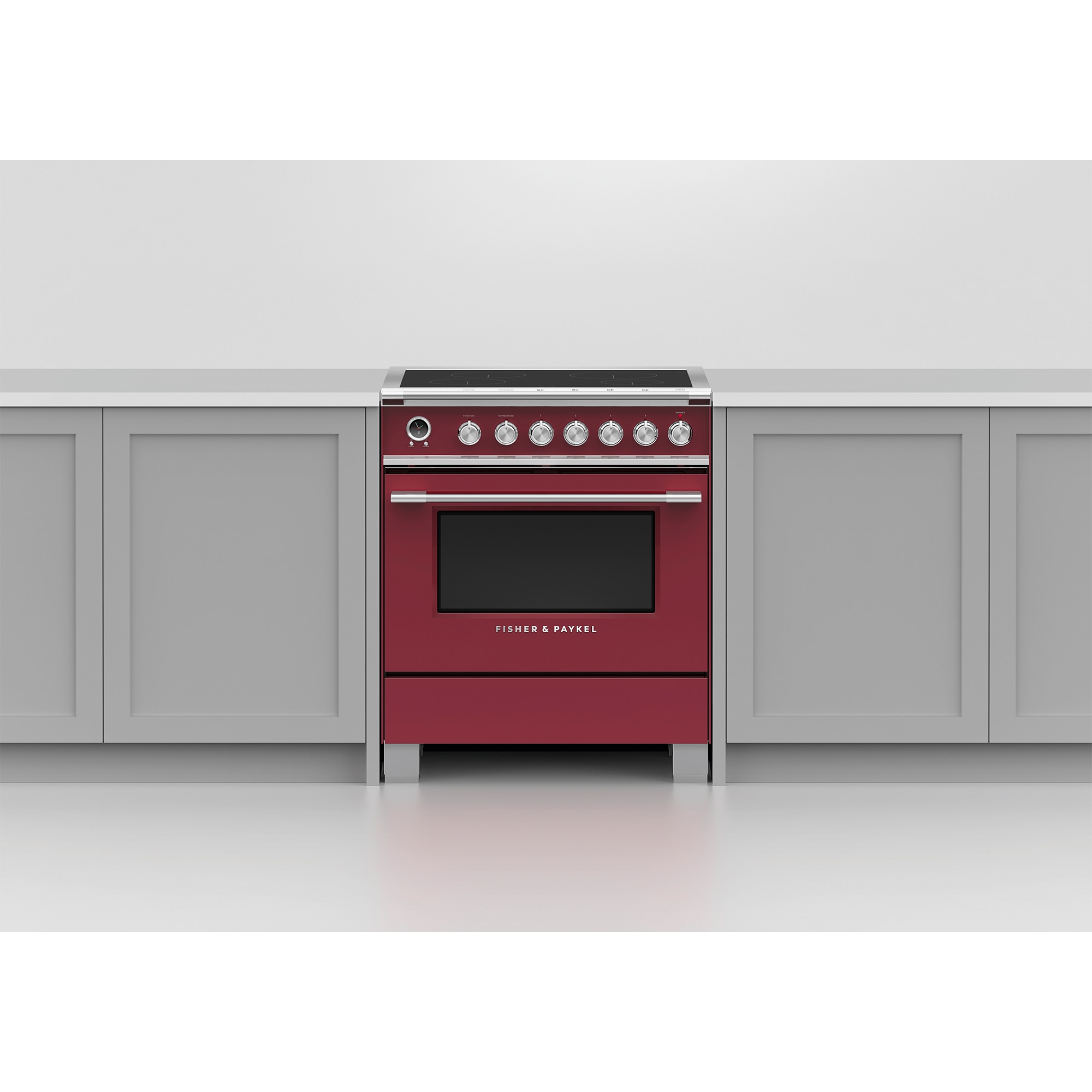 Fisher & Paykel Series 9 Classic 30 in. 3.5 cu. ft. True European Convection Electric Range with 4 Induction Burners - Red, , hires