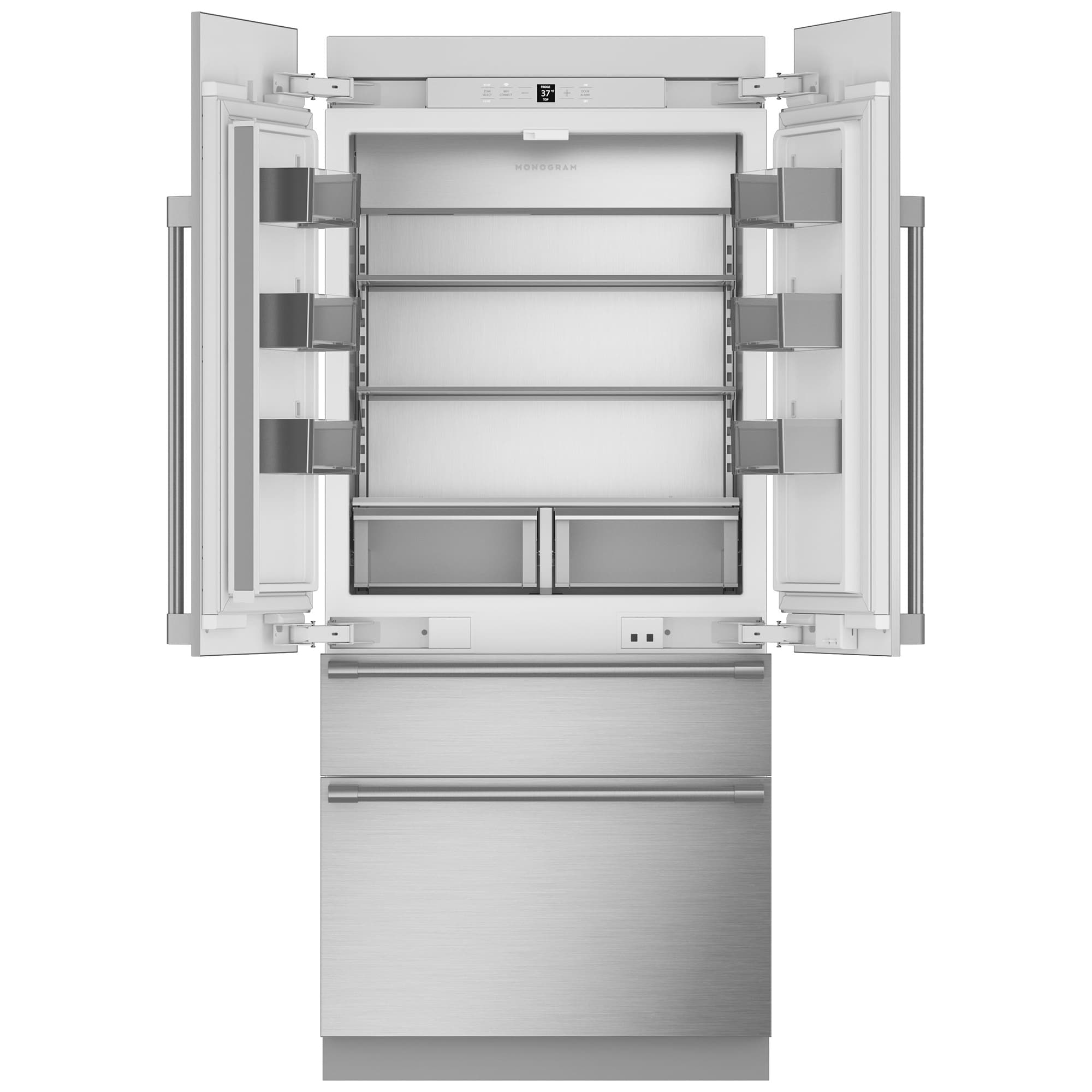 Monogram 36 in. 20.1 cu. ft. Built-In Smart Counter Depth 4-Door French Door Refrigerator with Ice Maker - Custom Panel Ready, , hires