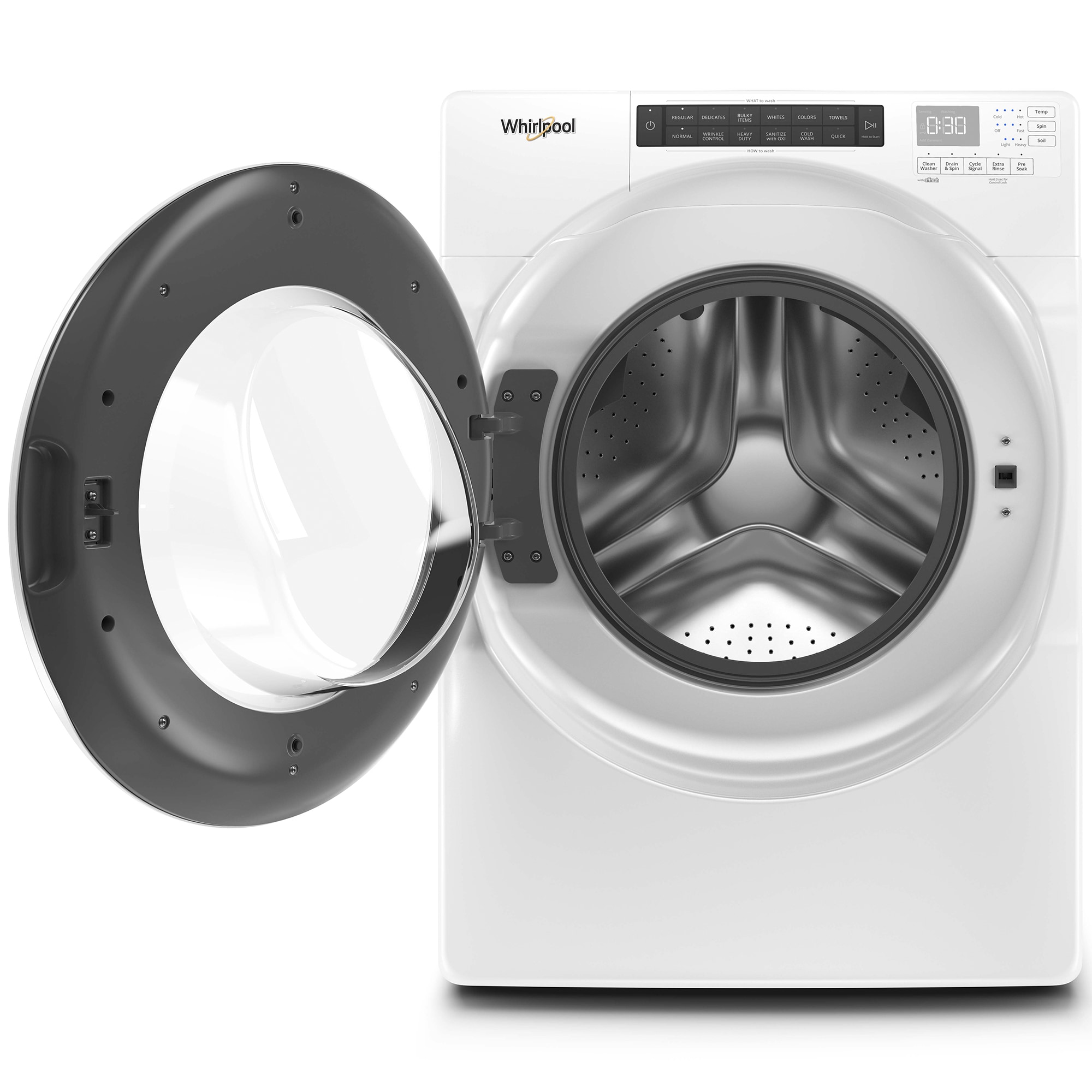 Whirlpool 27 in. 4.3 cu. ft. Closet-Depth Stackable Front Load Washer with Sanitize with Oxi - White, , hires