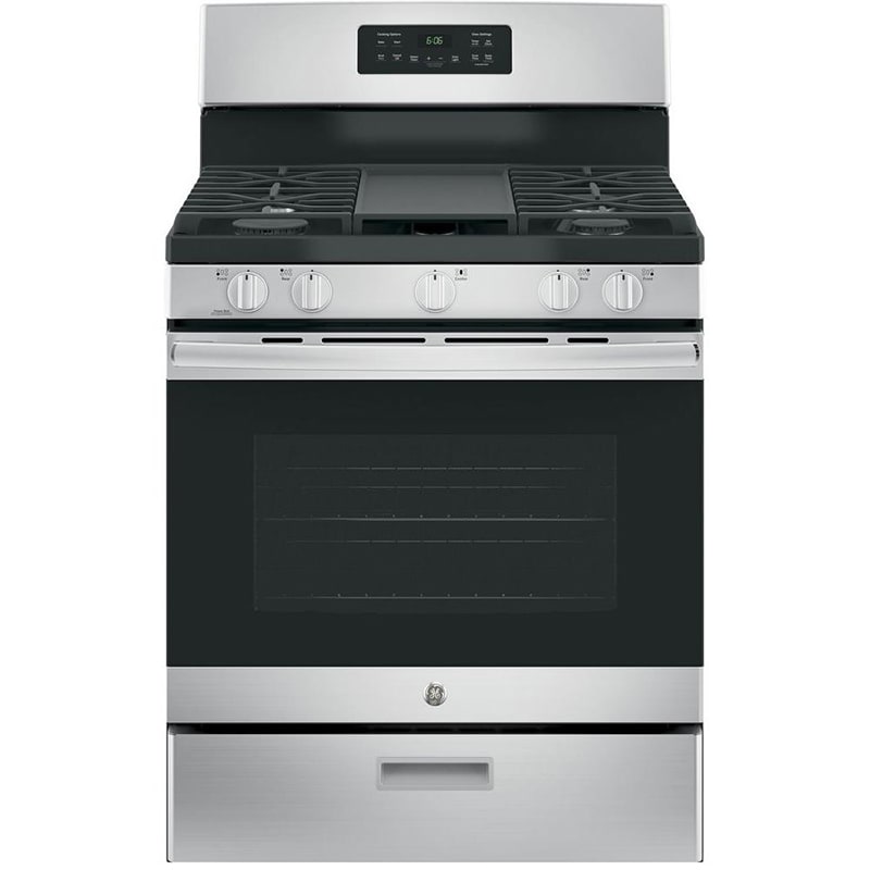GE 30 in. 5 cu. ft. Gas Range with 5 Sealed Burners & Griddle - Stainless Steel, Stainless Steel, hires