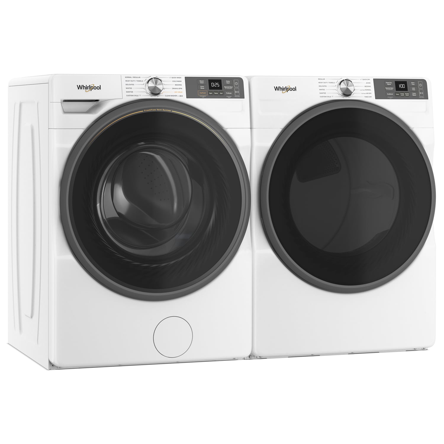 Whirlpool 27 in. 4.5 cu. ft. Smart Stackable Front Load Washer with FreshFlow Vent System, Sanitize & Steam Cycle - White, White, hires