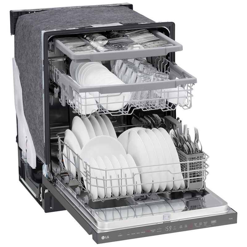 LG 24 in. Top Control Smart Dishwasher with 46 dBa Sound Level, 3rd-Rack, Dynamic Heat Dry & Pocket - PrintProof Black Stainless Steel, PrintProof Black Stainless Steel, hires