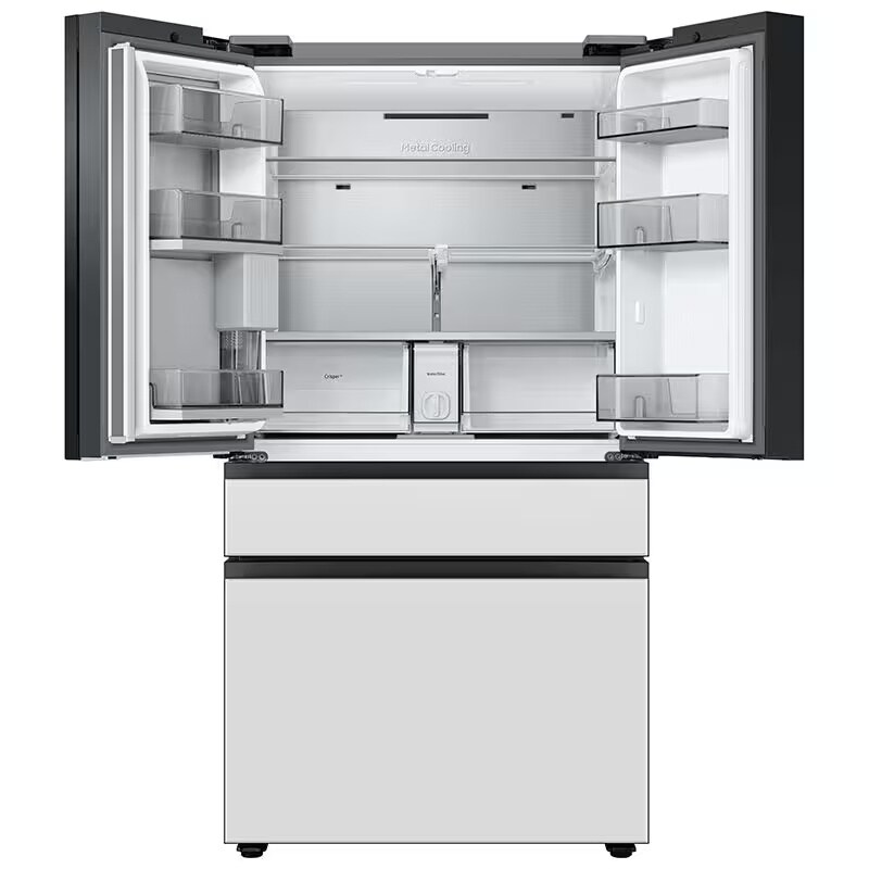 Samsung Bespoke 36 in. 28.8 cu. ft. Smart 4-Door French Door Refrigerator with Internal Water Dispenser - White Glass, White Glass, hires