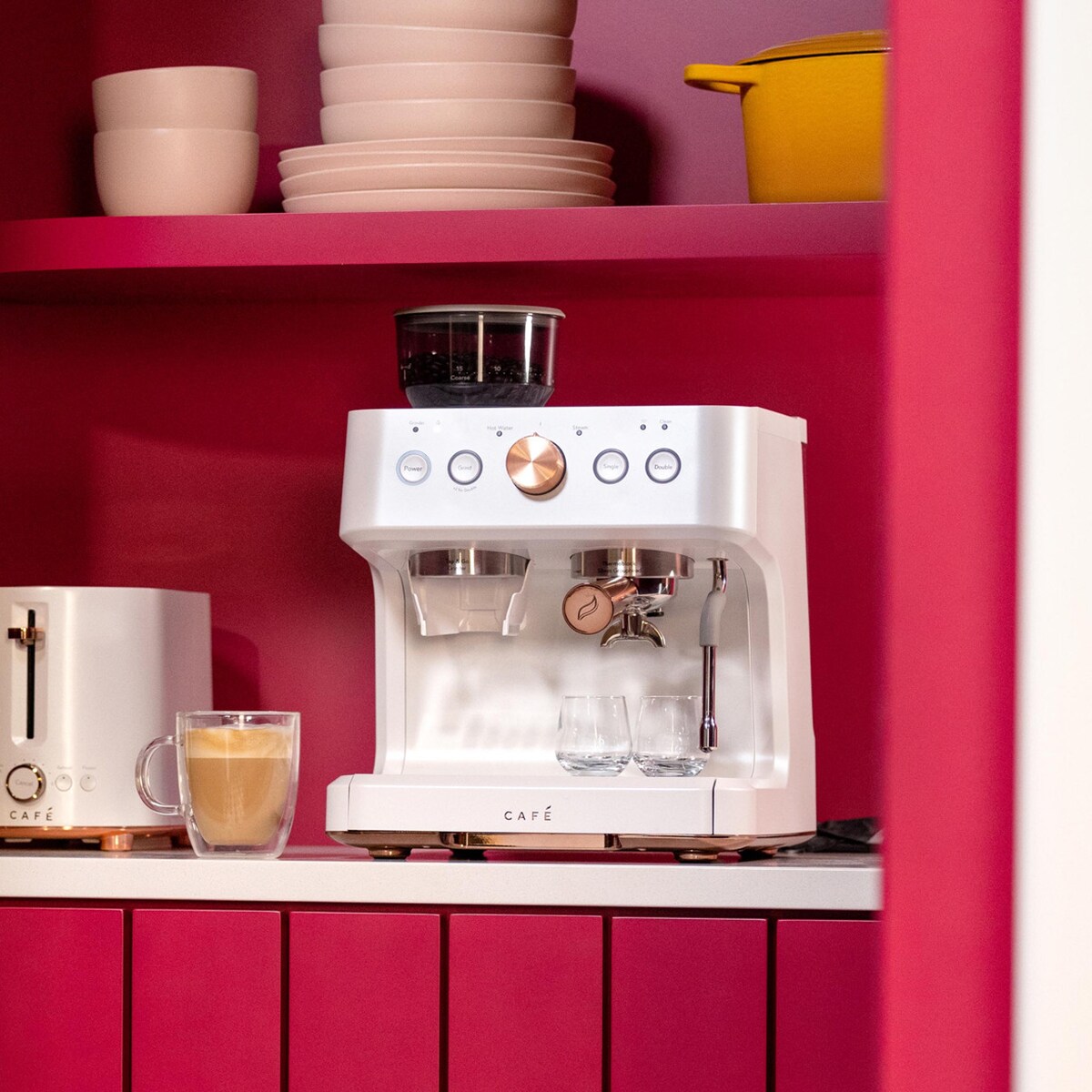 Cafe Bellissimo Semi-Automatic Espresso Machine + Frother - Matte White, , hires