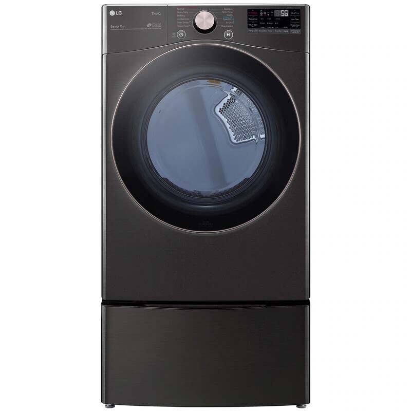 LG 27 in. 7.4 cu. ft. Electric Dryer with 12 Dryer Programs, 12 Dry Options, Sanitize Cycle, Wrinkle Care & Sensor Dry - Black Steel, Black Steel, hires