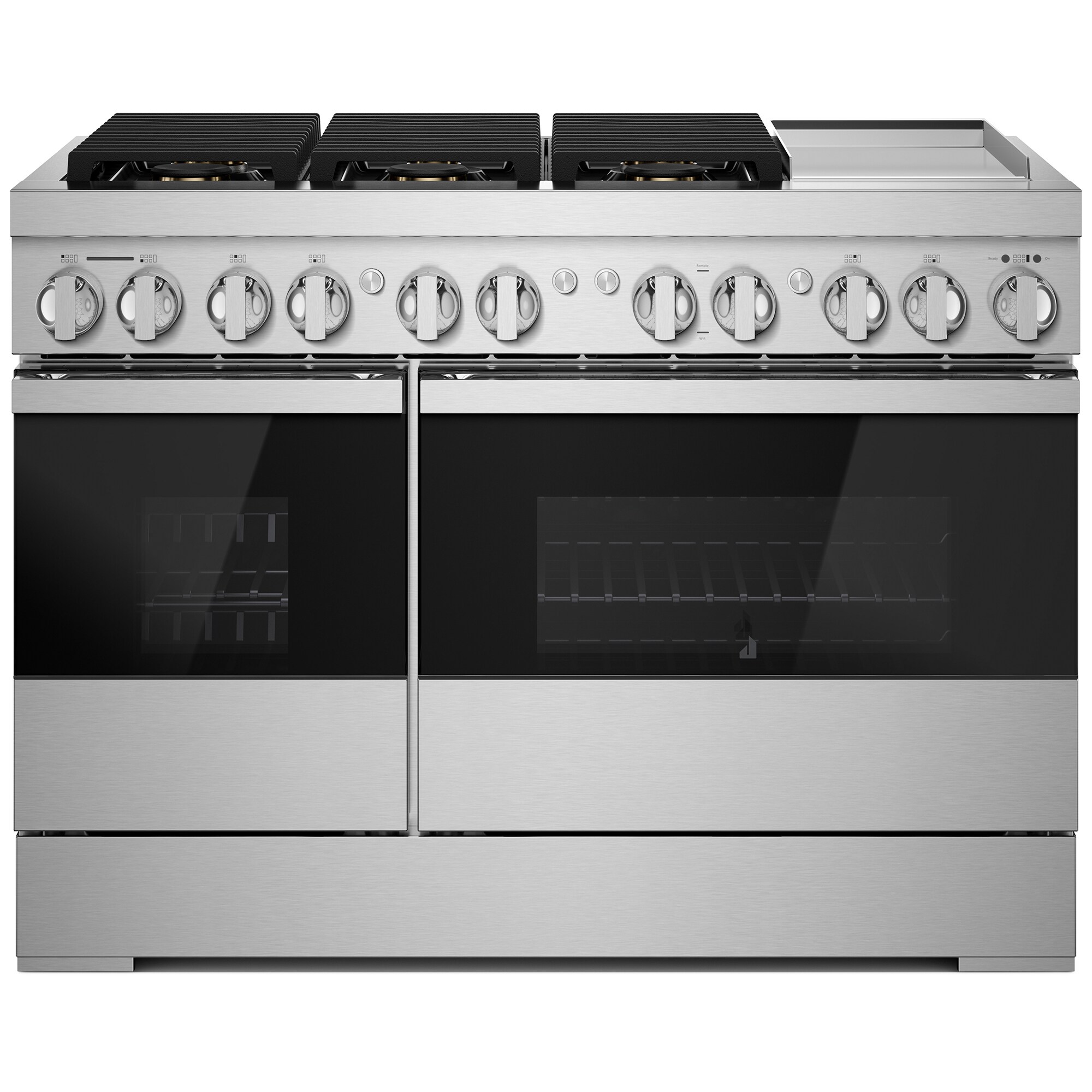 JennAir Noir Series 48 in. 6.3 cu. ft. Smart True European Convection Double Oven Dual Fuel Range with 4 Sealed Burners, Grill & Griddle - Stainless Steel, , hires