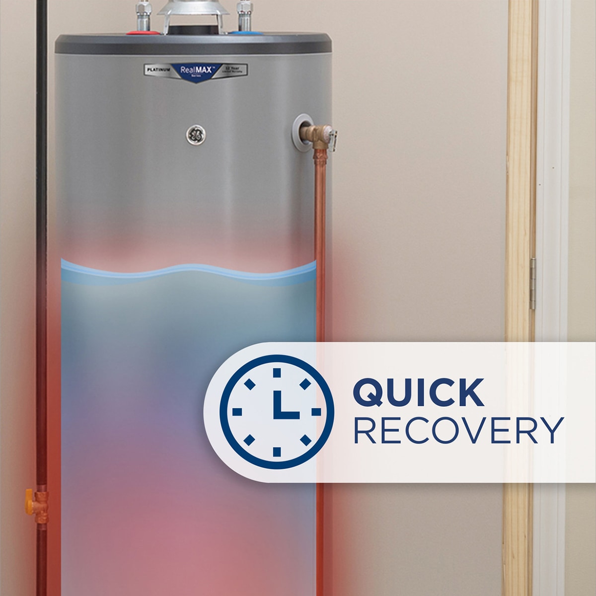 GE RealMax Platinum Natural Gas 40 Gallon Short Water Heater with 12-Year Parts Warranty, , hires