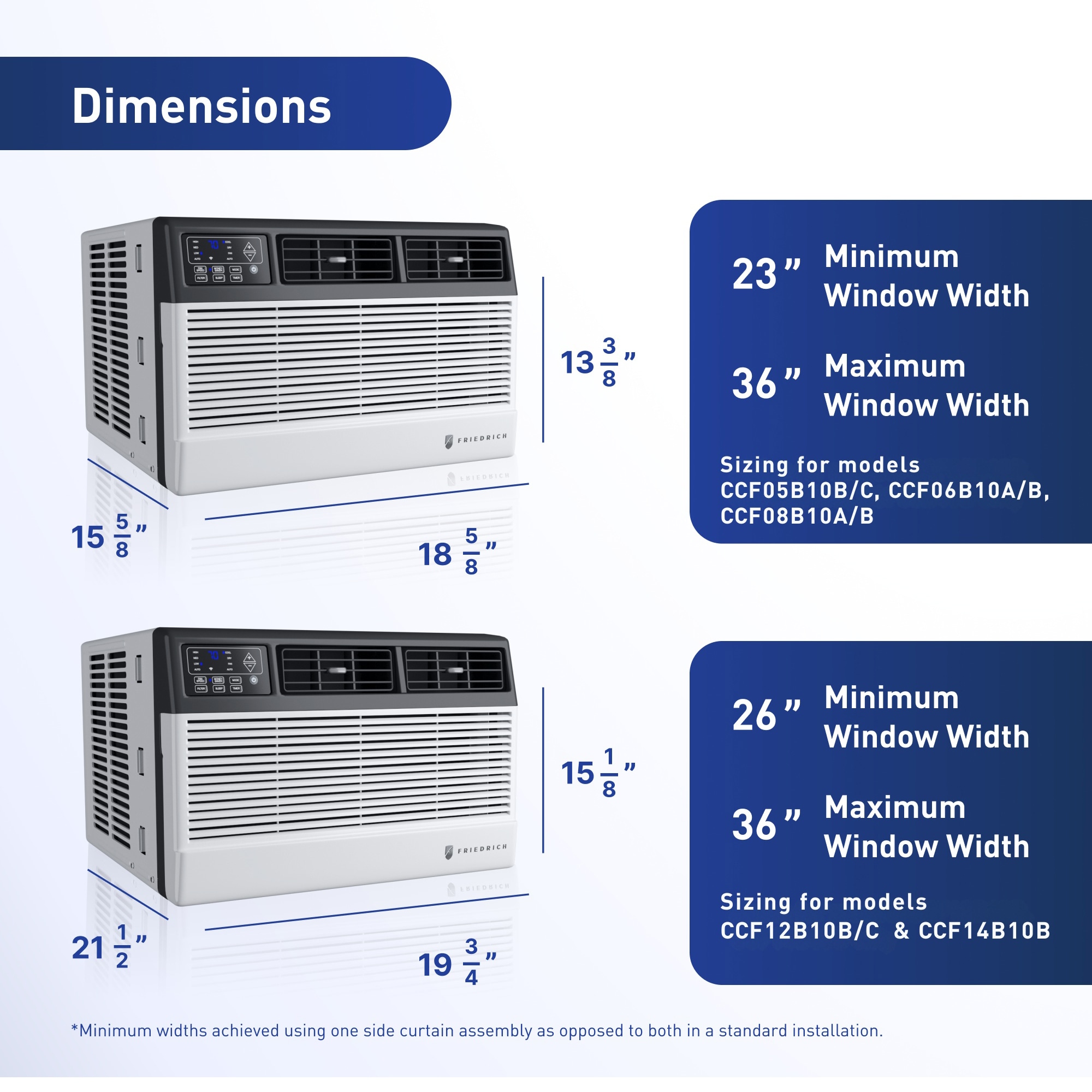 Friedrich Chill Premier Series 5,000 BTU 115V Smart Window Air Conditioner with 3 Fan Speeds, Remote Control - White, , hires