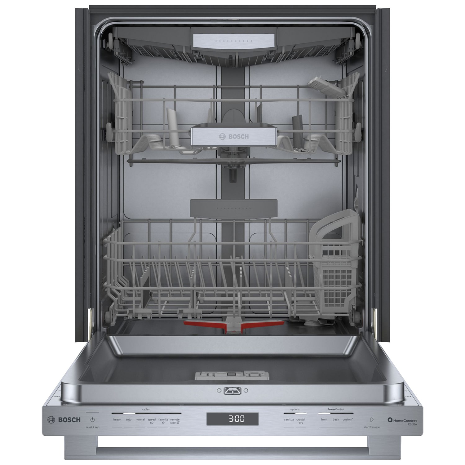 Bosch 800 Series 24 in. Top Control Smart Dishwasher with 42 dBa Sound Level, 3rd-Rack & CrystalDry - Stainless Steel, Stainless Steel, hires