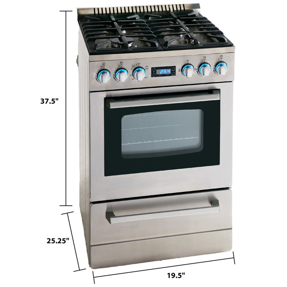 Avanti ELITE Series 24 in. 2.6 cu. ft. Gas Range with 4 Sealed Burners - Stainless Steel, , hires