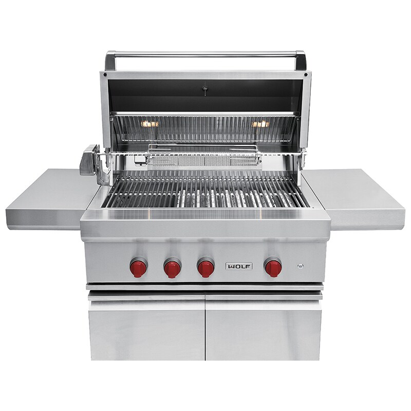 Wolf 36 in. 3-Burner Built-In Liquid Propane Gas Grill with Rotisserie, Sear Burner & Smoker Box - Stainless Steel, , hires