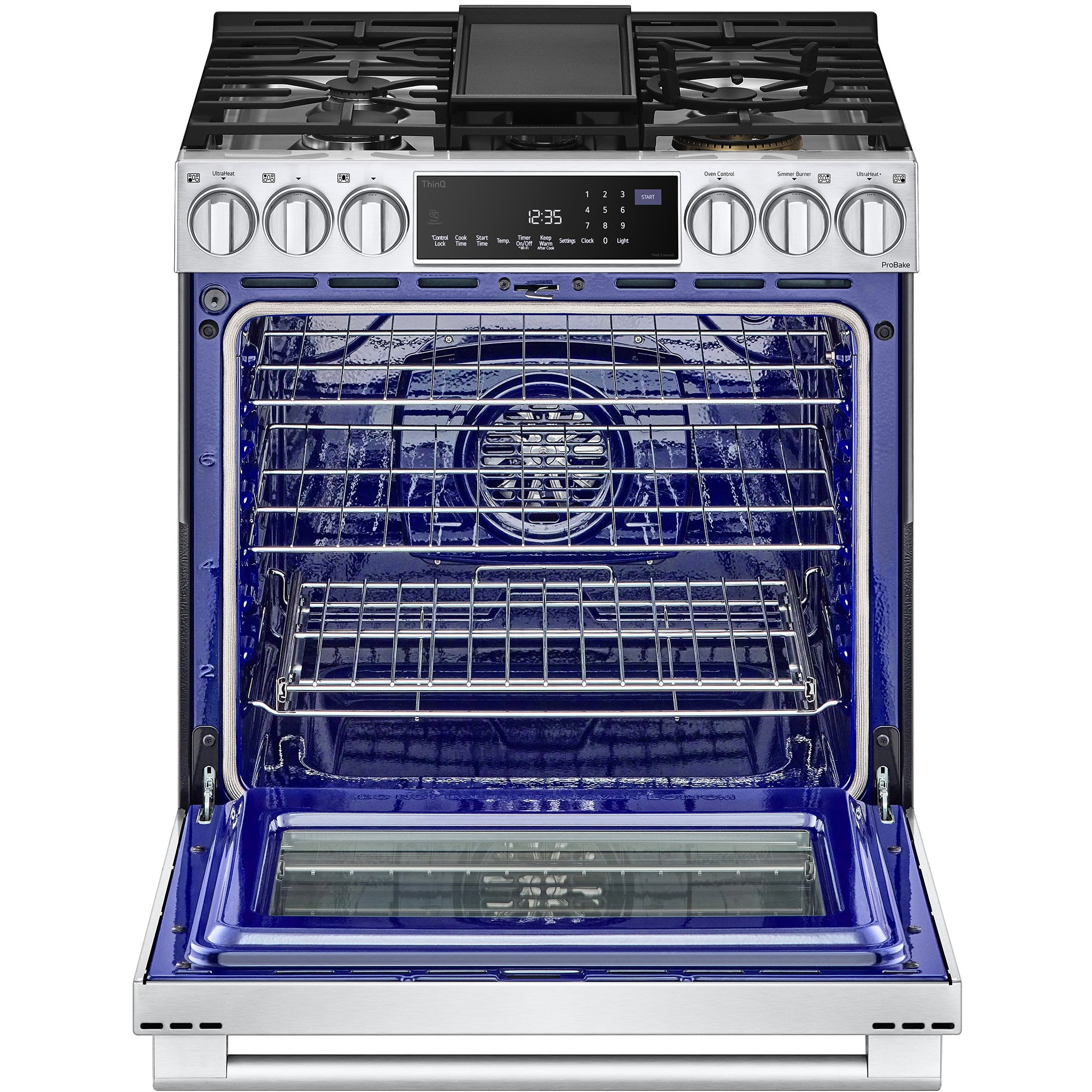 LG Studio 30 in. 6.3 cu. ft. Smart Air Fry True European Convection Slide-In Dual Fuel Range with 5 Sealed Burners & Griddle - Stainless Steel, , hires