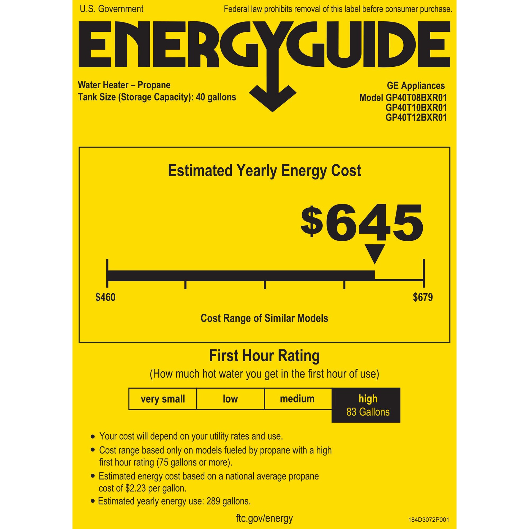 GE RealMax Platinum LP Gas 40 Gallon Tall Water Heater with 12-Year Parts Warranty, , hires