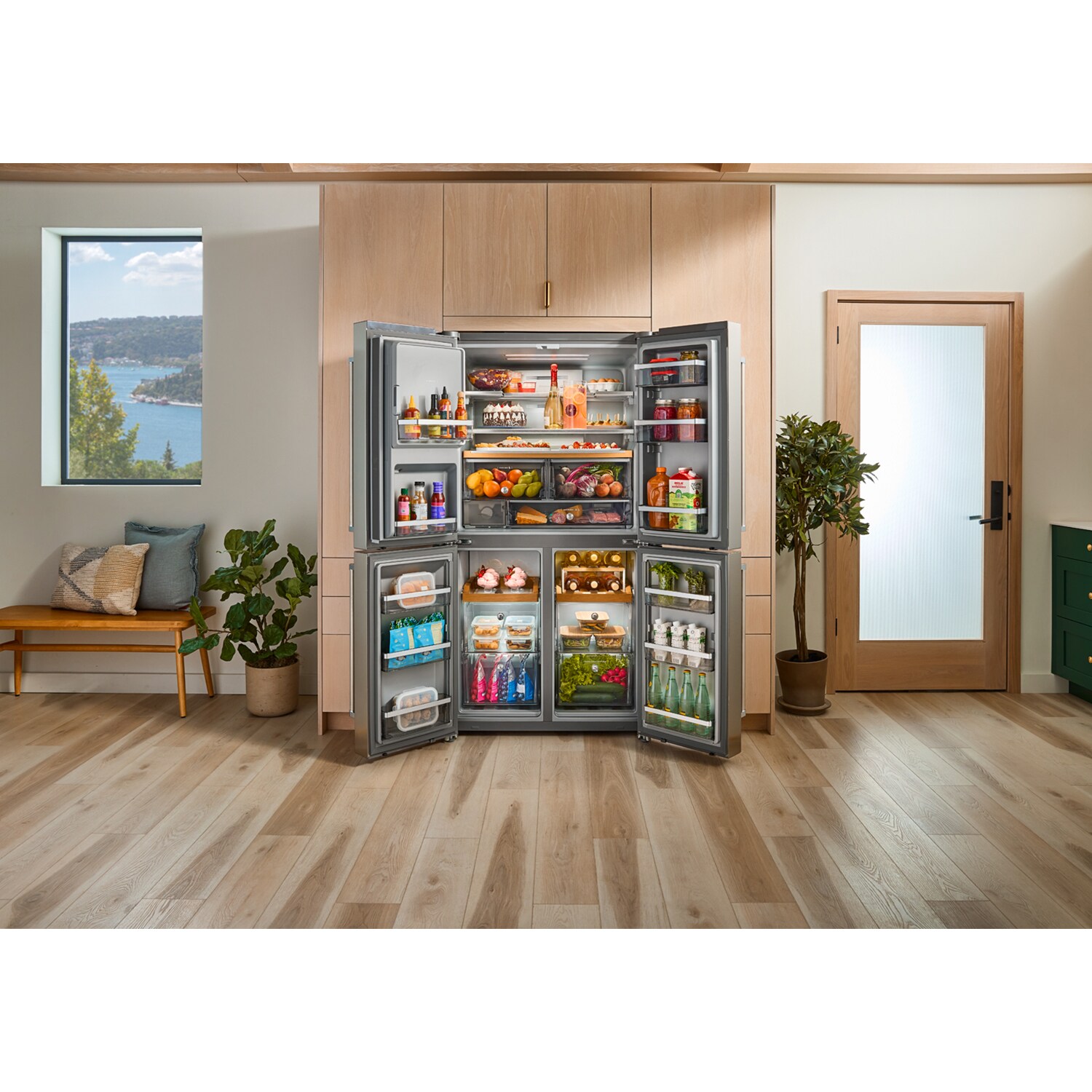 KitchenAid 36 in. 19.1 cu. ft. Counter Depth 4-Door French Door Refrigerator with Ice & Water Dispenser - Fingerprint Resistant Stainless, , hires