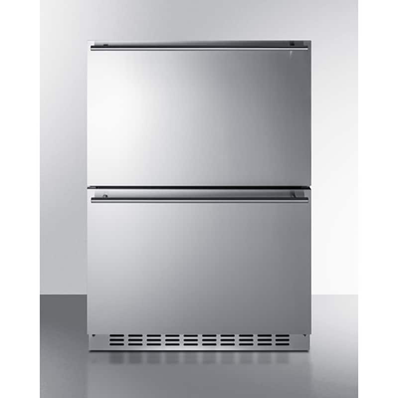 Summit 24 in. 3.9 cu. ft. Double Refrigerator & Freezer Drawer - Stainless Steel/Panel Ready, , hires