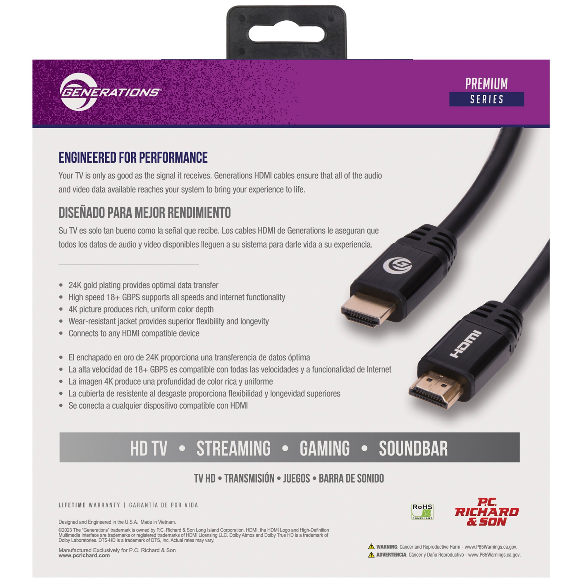Generations Premium Series 20 FT. 18 GBPS High-Speed HDMI Cable - Black, , hires