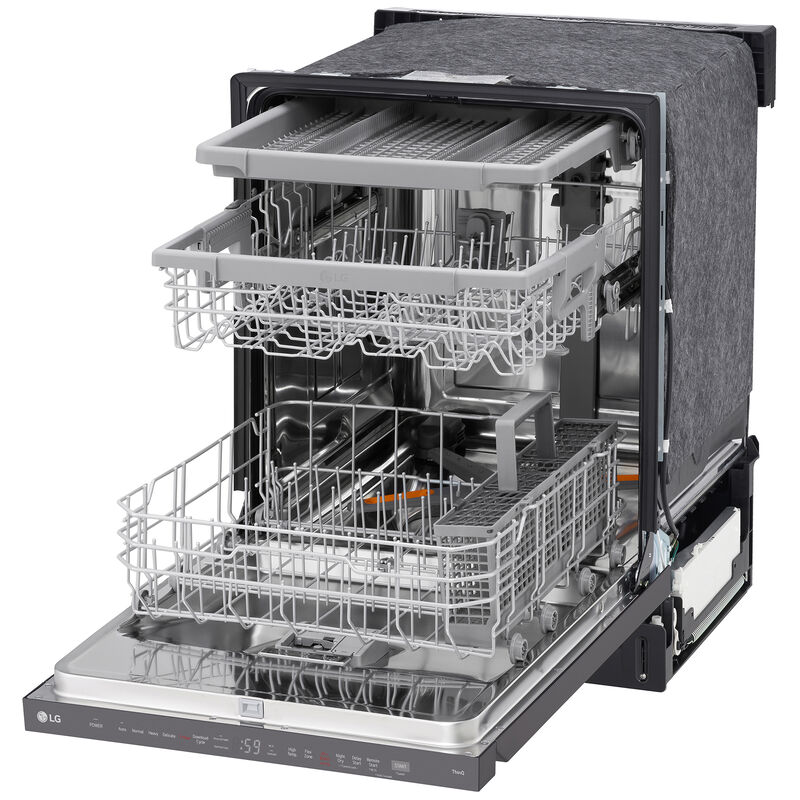 LG 24 in. Top Control Smart Dishwasher with 46 dBa Sound Level, 3rd-Rack, Dynamic Heat Dry & Pocket - PrintProof Black Stainless Steel, PrintProof Black Stainless Steel, hires