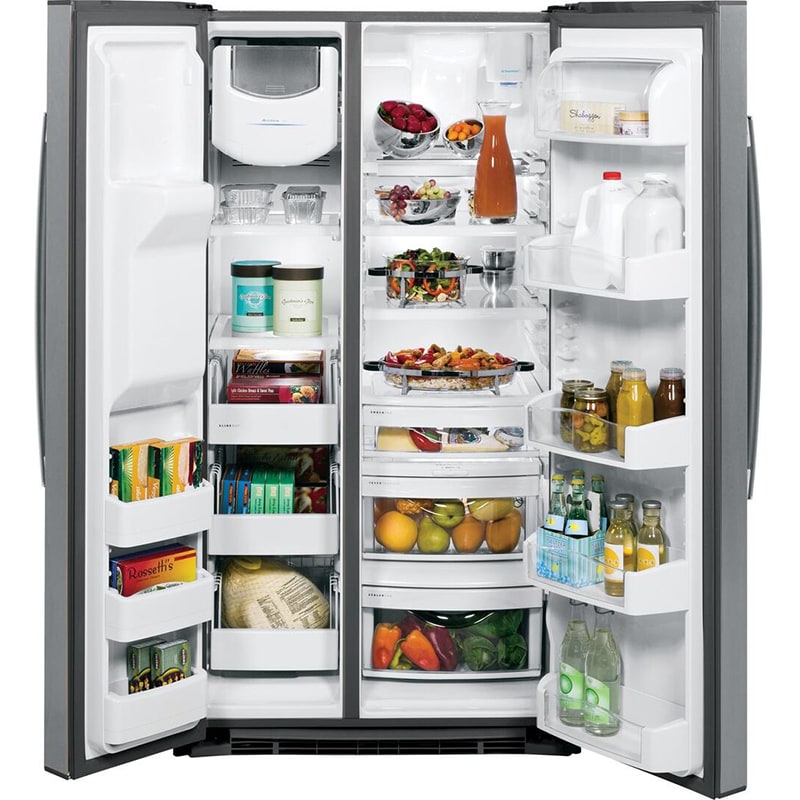 GE Profile 36 in. 25.3 cu. ft. Side by Side Refrigerator with Ice & Water Dispenser - Fingerprint Resistant Stainless, , hires