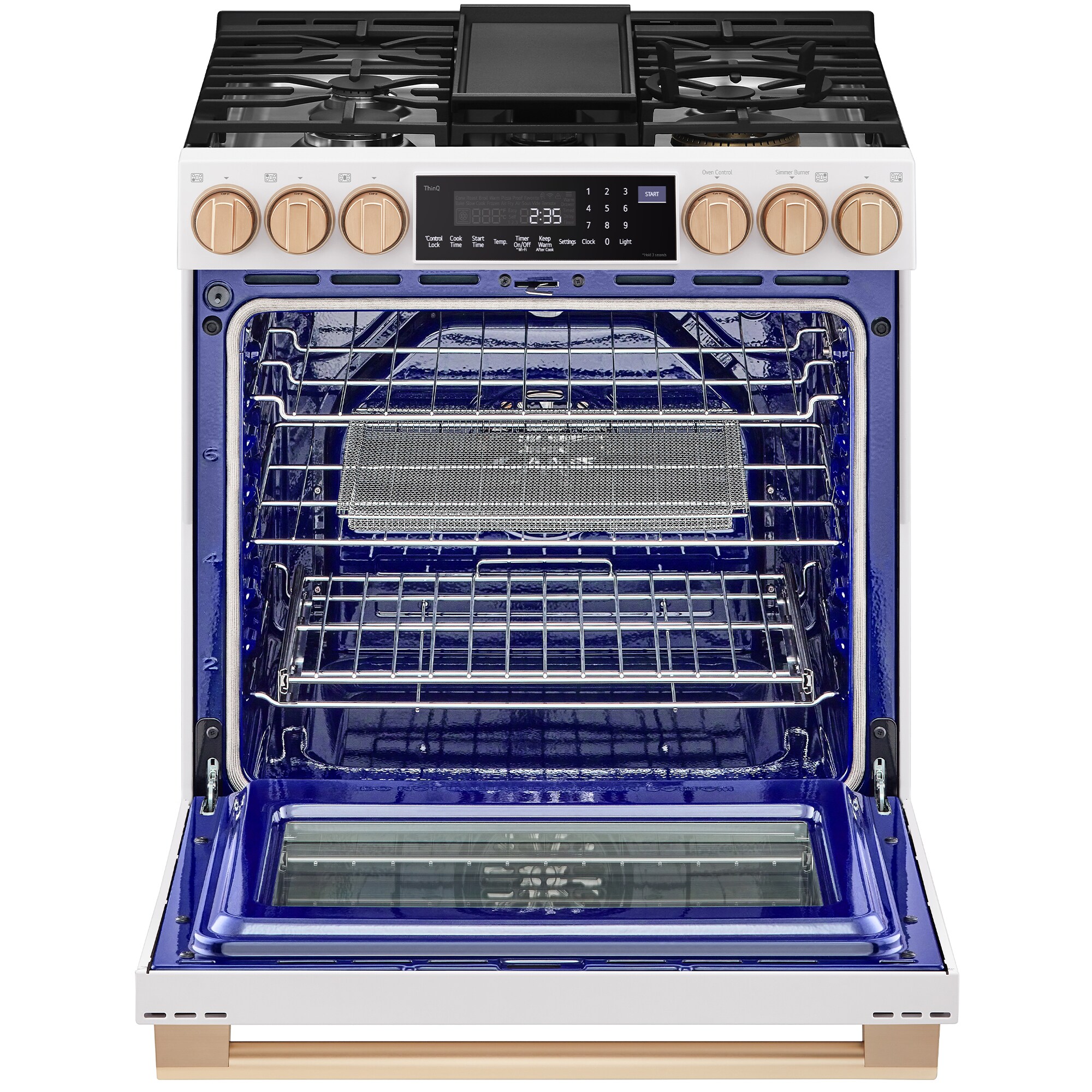 LG Studio 30 in. 6.3 cu. ft. Smart Air Fry True European Convection Slide-In Gas Range with 5 Sealed Burners & Griddle - Essence White, , hires