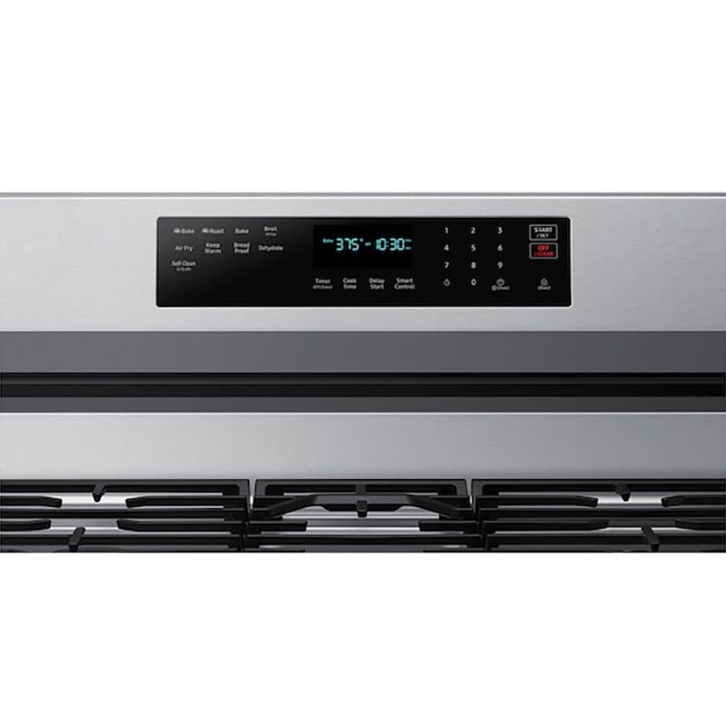 Samsung 30 in. 6 cu. ft. Smart Air Fry True European Convection Gas Range with 5 Sealed Burners & Griddle - Stainless Steel, Stainless Steel, hires