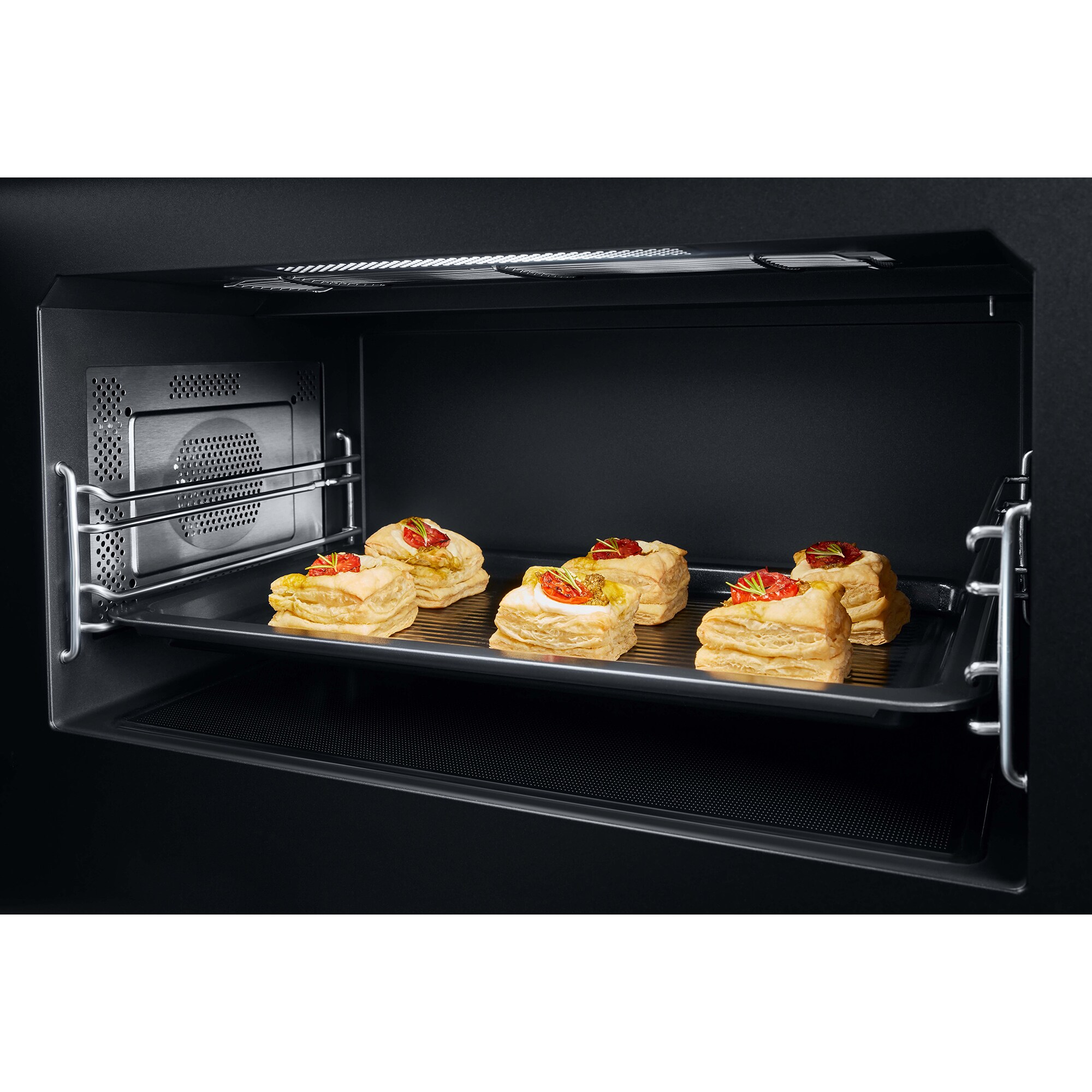JennAir 30 in. 1.1 cu. ft. 1000W Smart Over-the-Range Microwave with 400 CFM, Convection & Sensor Cooking - Floating Glass Black, , hires