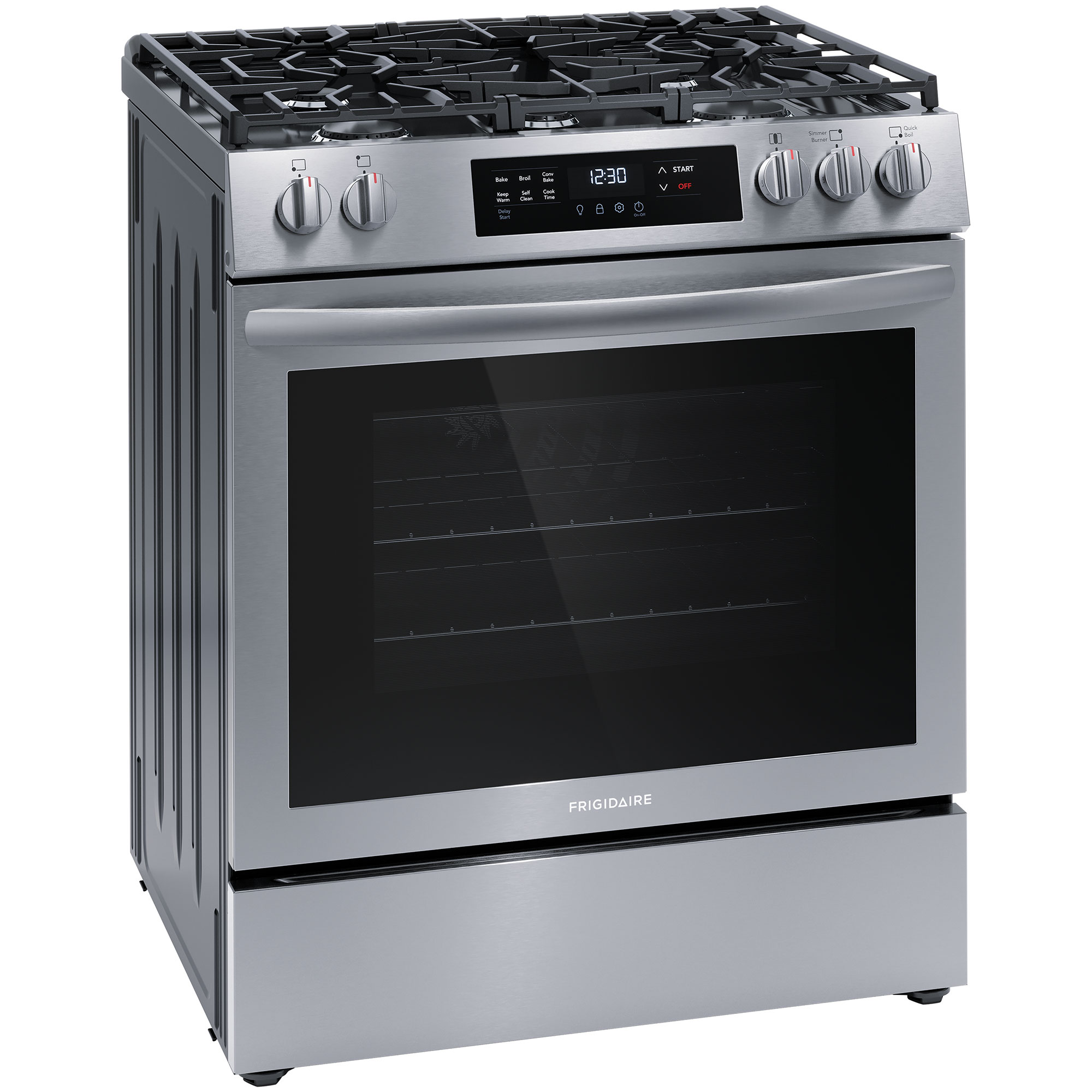 Frigidaire 30 in. 5.1 cu. ft. Standard Convection Gas Range with 5 Sealed Burners - Stainless Steel, , hires