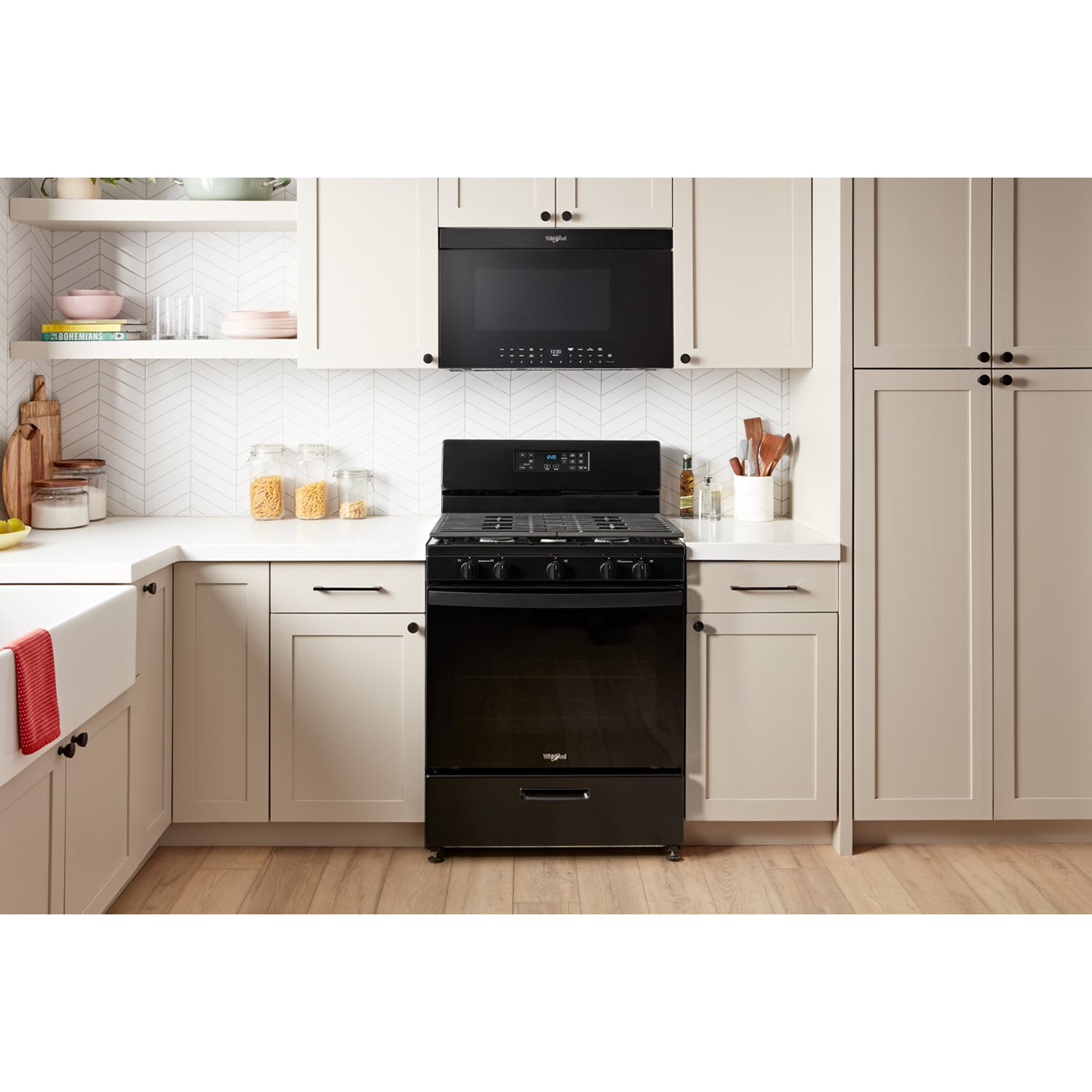 Whirlpool 30 in. 1.1 cu. ft. 900W Smart Over-the-Range Microwave with 400 CFM, Convection & Sensor Cooking - Black, Black, hires