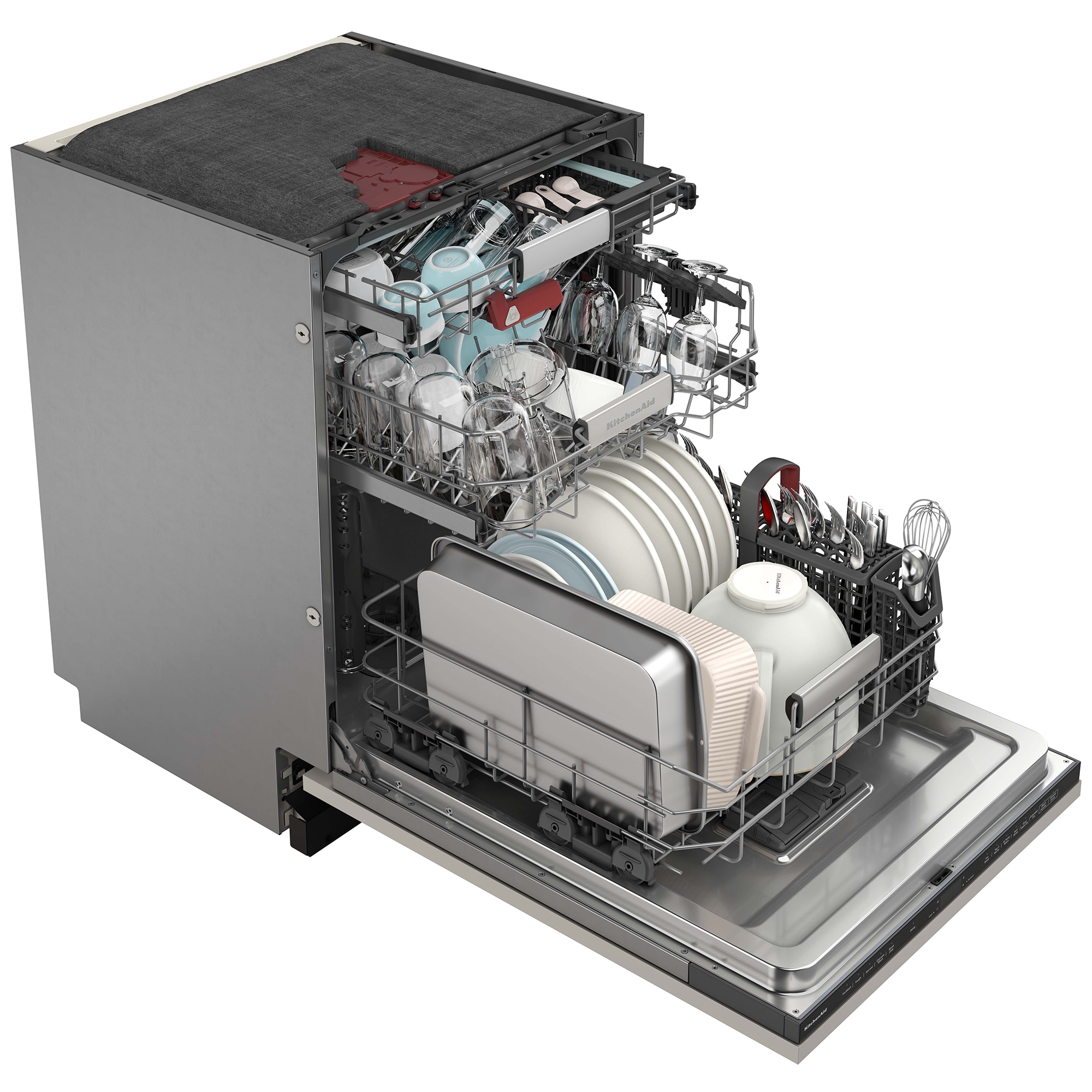 KitchenAid 24 in. Top Control Flush-Mount Dishwasher with 39 dBa Sound Level & 3rd-Rack - Custom Panel Ready, Custom Panel Required, hires