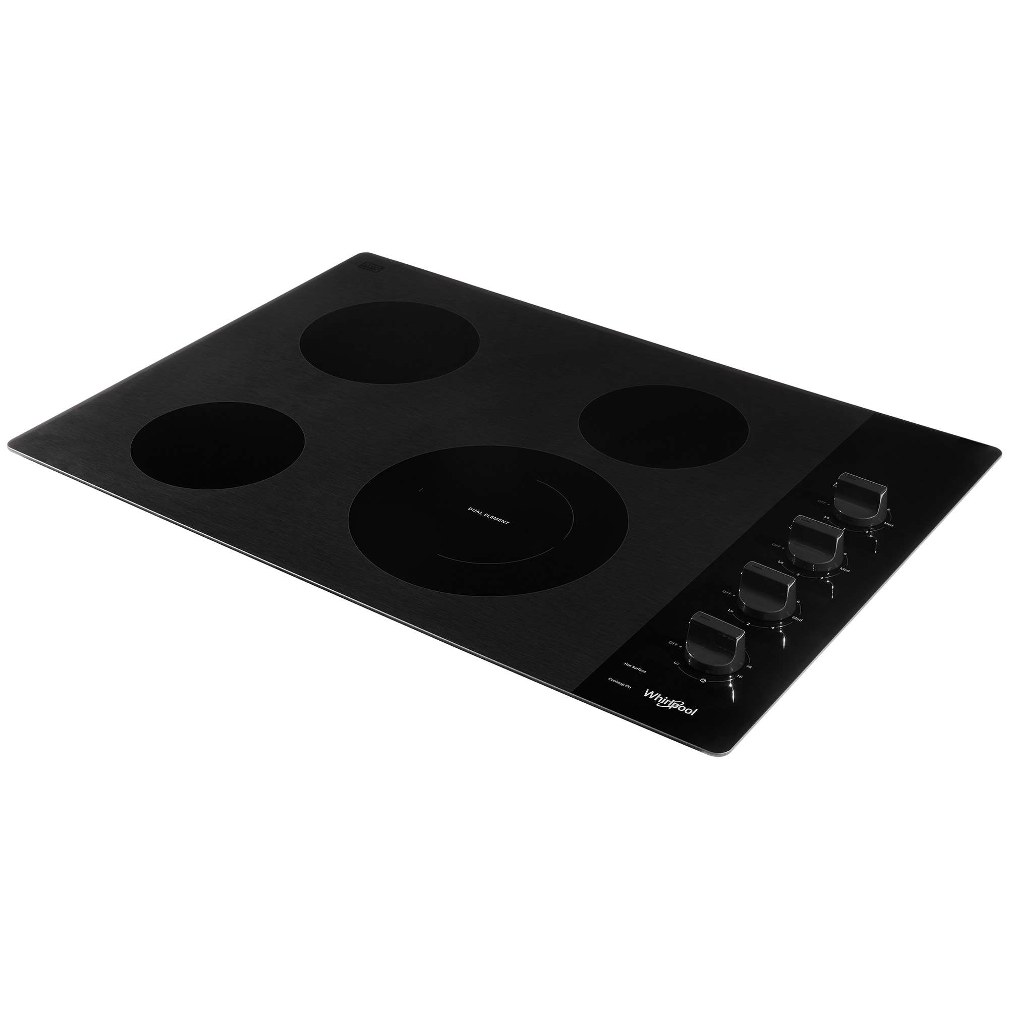 Whirlpool 30 in. 4-Burner Electric Cooktop with Simmer Burner - Black, Black, hires
