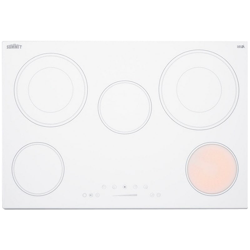Summit 30 in. 5-Burner Electric Cooktop with Power Burner - White, , hires