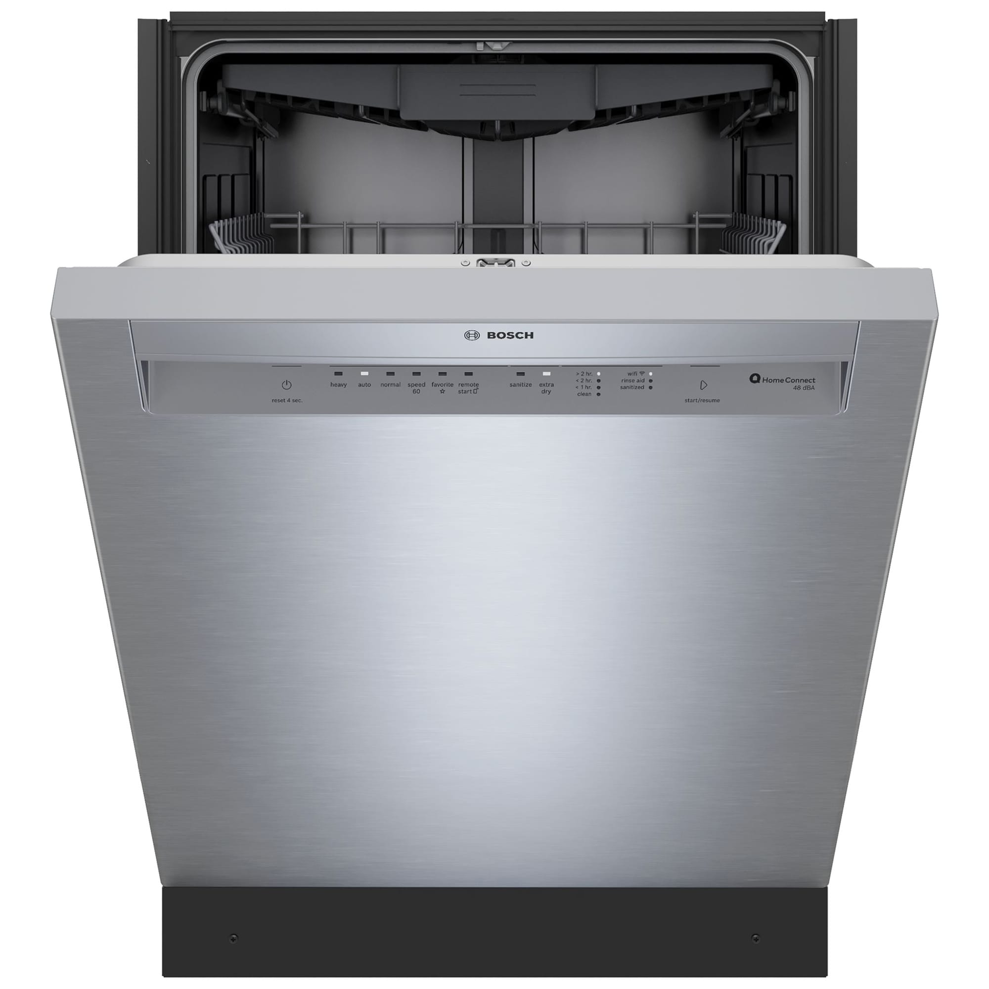 Bosch 300 Series 24 in. Front Control Smart Dishwasher with 48 dBA Sound Level, 3rd Rack, PureDry & Pocket Handle - Stainless Steel, Stainless Steel, hires