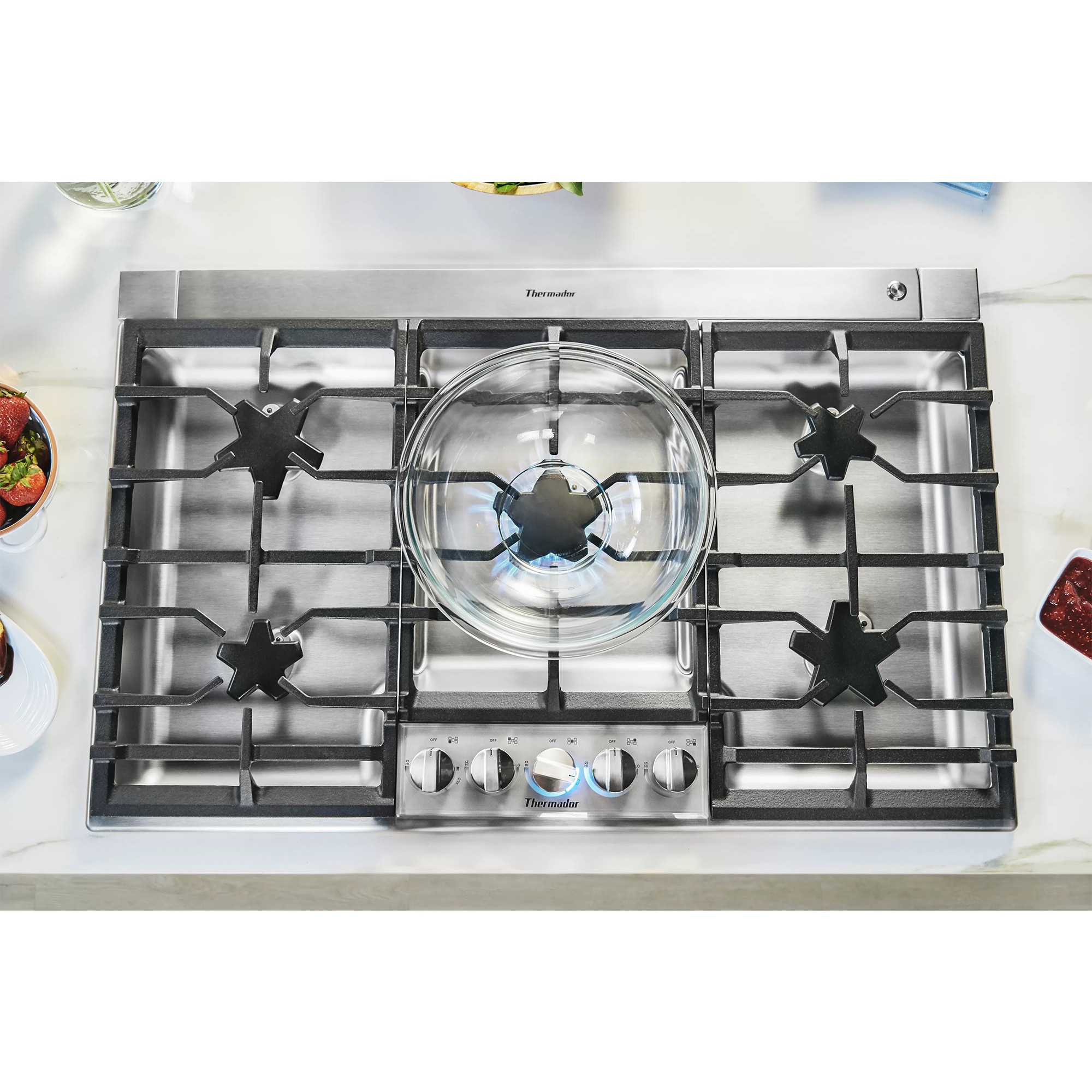 Thermador Masterpiece Series 36 in. 5-Burner Natural Gas Cooktop with Simmer Burner & Power Burner - Stainless Steel, , hires