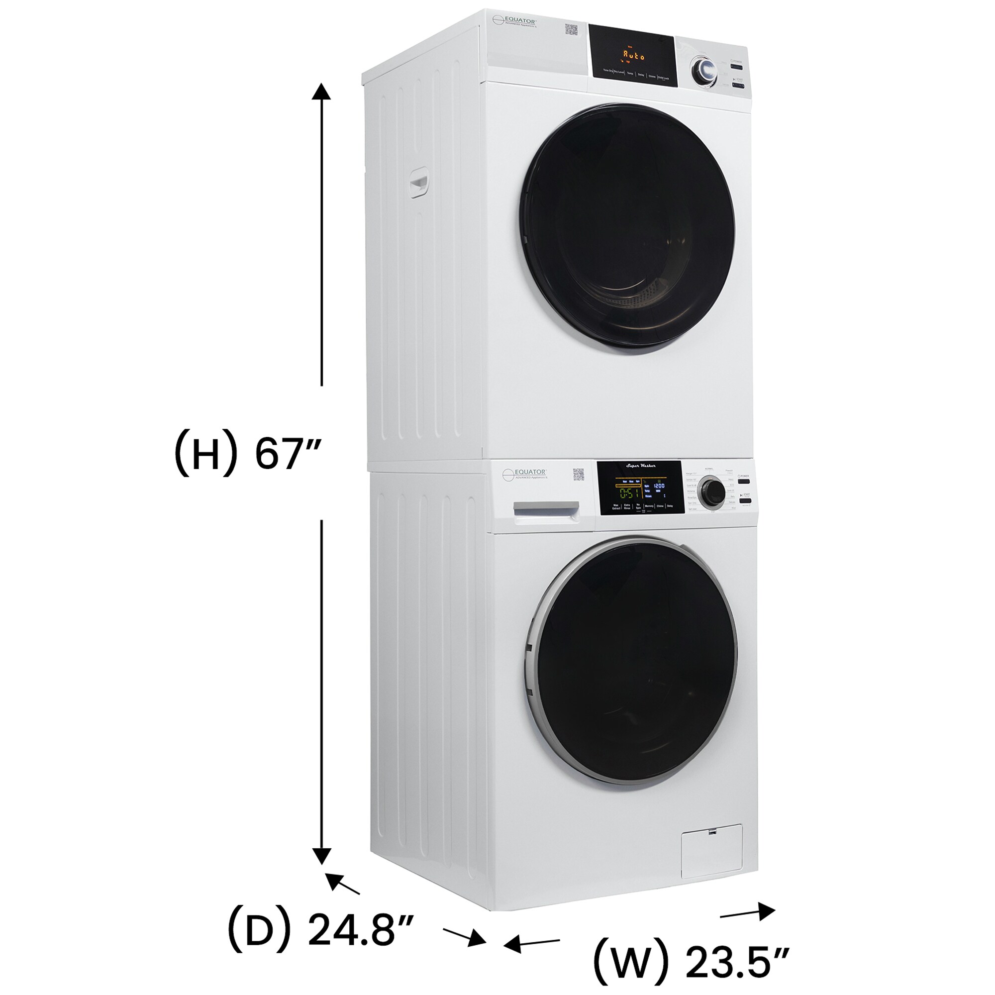 Equator 24 in. 1.9 cu. ft. Electric Front Load Laundry Center with Sanitize Cycle & Sensor Dry - White, , hires